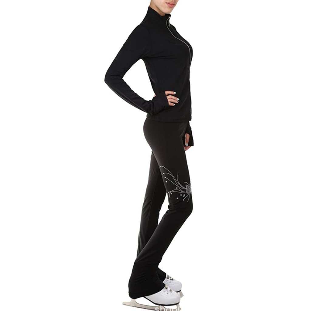 ZAYZ Women's Ice Skating Outfit Set with Rhinestones - Figure Skating Jacket, Boot Covers, Fleece Pants & Tights for Practice | Perfect for Ice Rink Training & Winter Sports