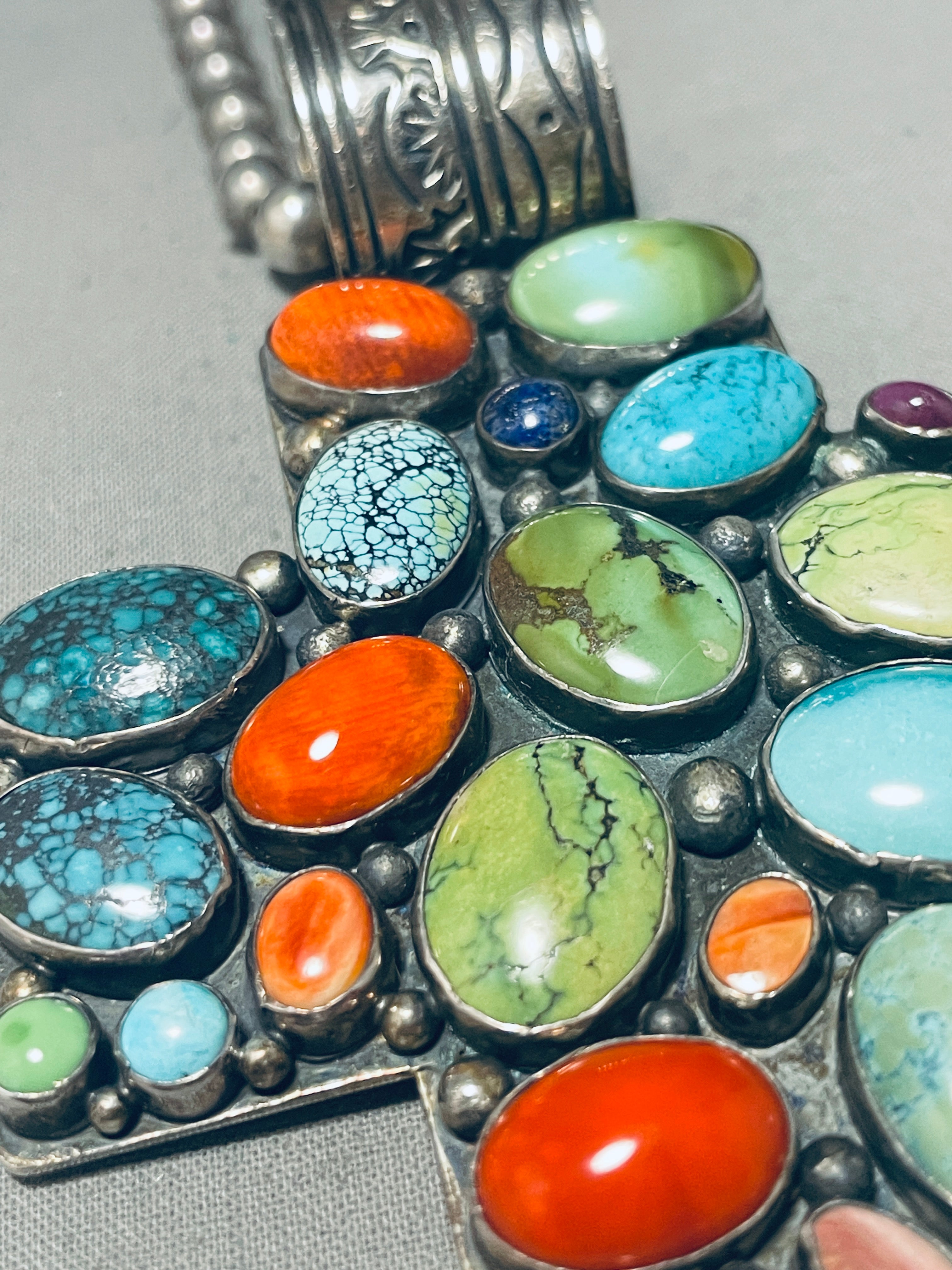 131 Grams Vintage Native American Navajo Turquoise Sterling Silver Cross Necklace - Handmade Southwest Jewelry for Women - Perfect for Boho Fashion, Gift Giving & Special Occasions
