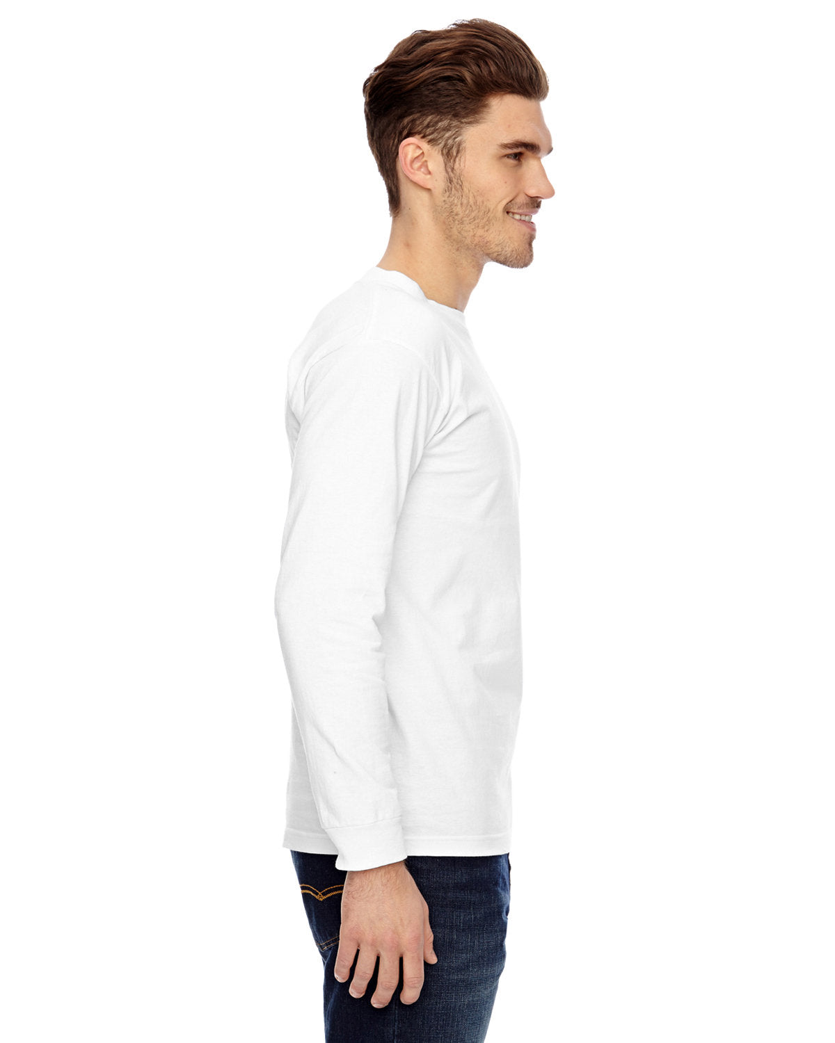 Bayside BA6100 Men's 100% Cotton Long Sleeve T-Shirt - 6.1 oz Comfort Fit Crewneck Casual Shirt for Work, Outdoor & Everyday Wear