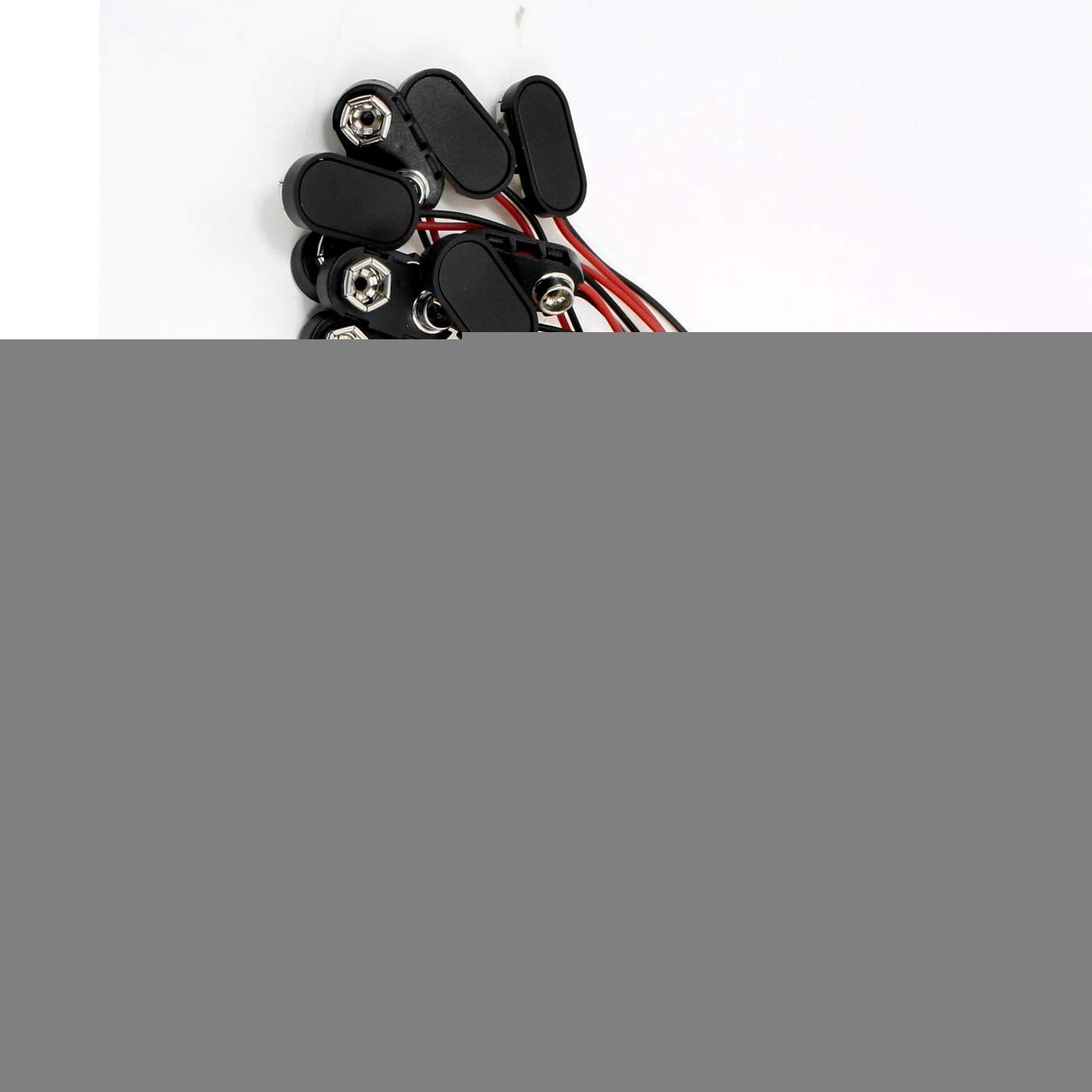 Black & Red 9V Battery Clips Connector - 10PCS Rechargeable Dual Short Cables for Household Electronics - Perfect for DIY Projects, Toys, and Emergency Power Supplies