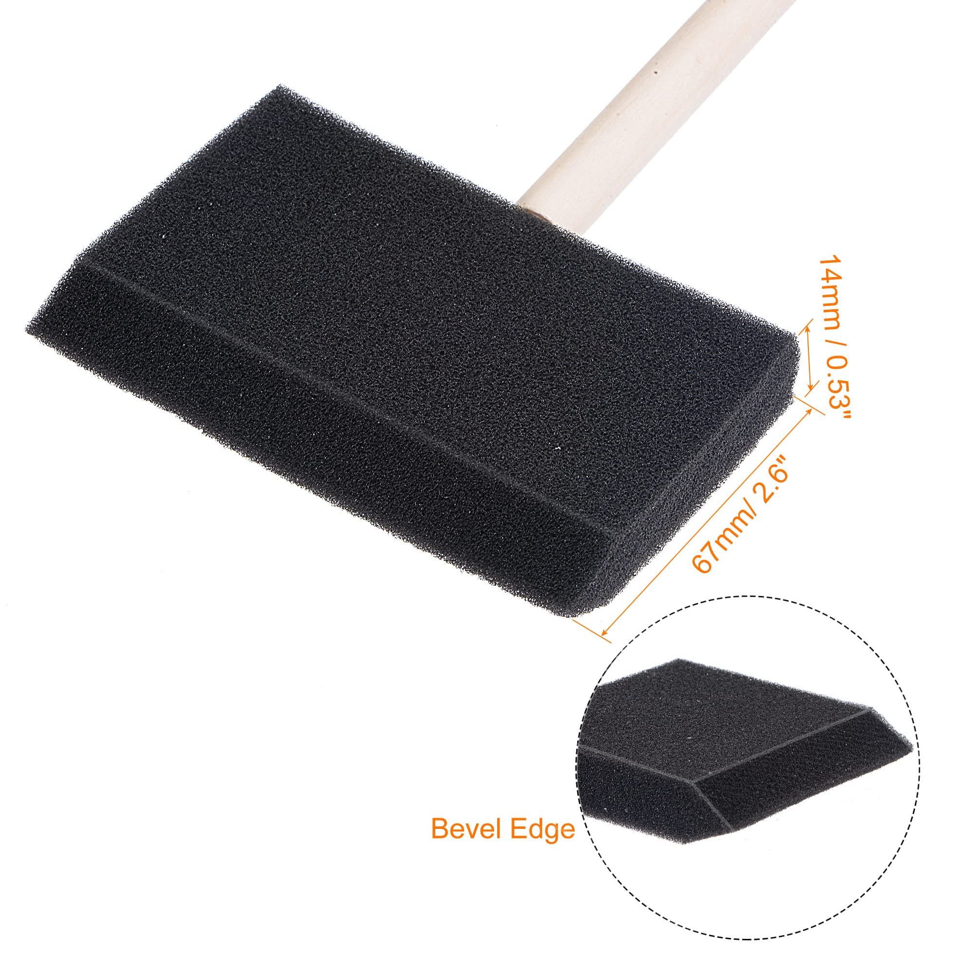 uxcell 4 Inch Foam Paint Brushes - Chamfered Edge Wood Handle Sponge Brushes (24 Pack) for DIY Crafts, Home Decor & Furniture Painting