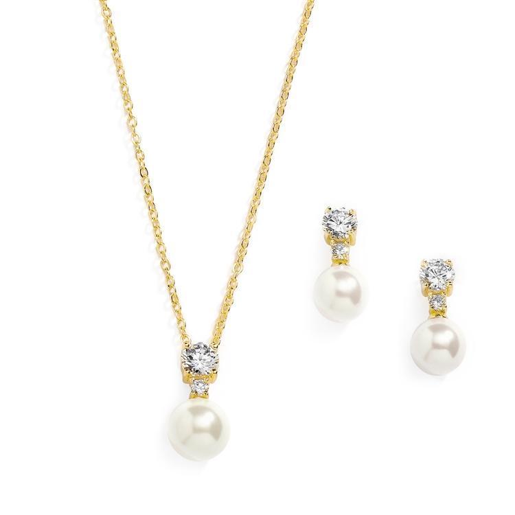 Becky Silver Faux Pearl Pendant Necklace Set - Elegant Jewelry Gift for Women, Perfect for Weddings, Parties & Special Occasions