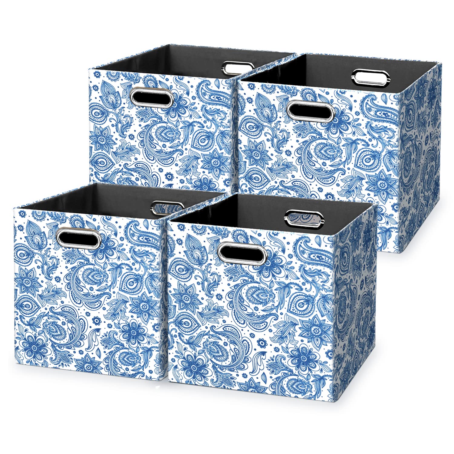 Posprica 11 Inch Fabric Storage Cubes - Collapsible Cube Organizer Bins for Shelves, Closet, Nursery & Toy Storage | Decorative Storage Boxes in Celadon Blue | Perfect for Home Organization & Kids Room Decor