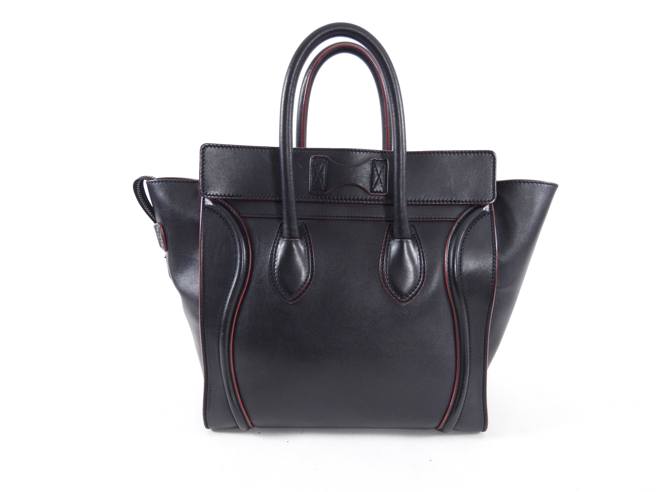 Celine Black Leather Mini Luggage Tote Bag for Women - Stylish Designer Handbag for Work, Travel & Everyday Use