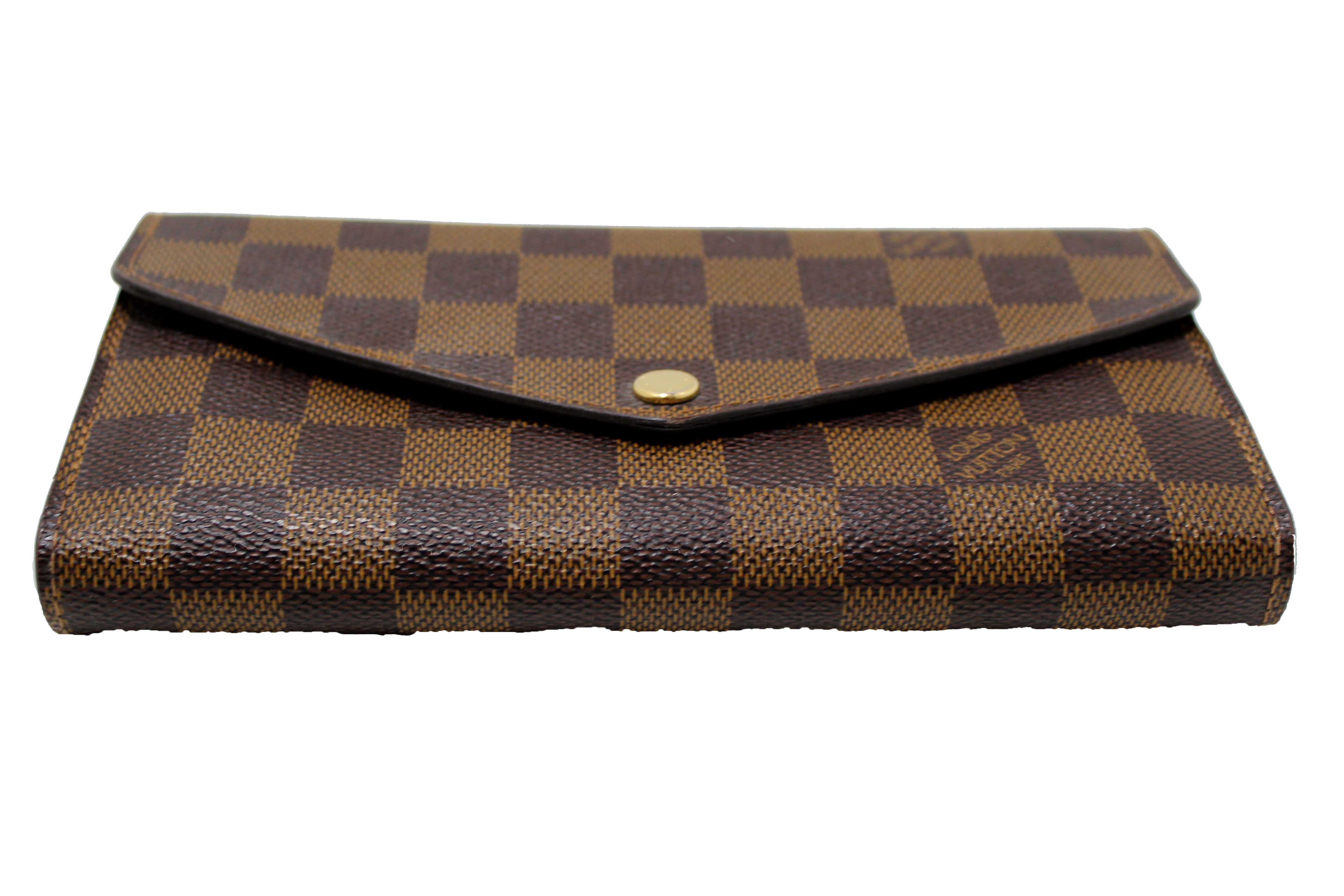 Authentic Louis Vuitton Damier Ebene Canvas Sarah Wallet - Luxury Women's Bifold Wallet with Multiple Card Slots - Perfect for Everyday Use, Travel & Gift Giving