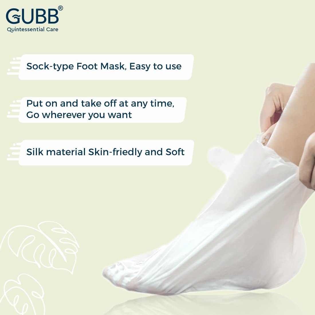 GUBB Moisturizing Foot Mask for Dry Cracked Feet - Hydrating & Soothing Treatment with Green Tea Extract | Skin-Friendly & Ultra Soft | Perfect for Pedicures, Spa Days & At-Home Foot Care