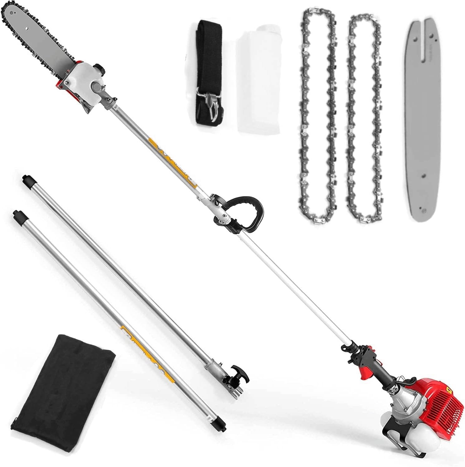 Homdox 58CC Gas Pole Saw - 16ft Extendable for Tree Trimming & Branch Cutting (Outdoor Use)