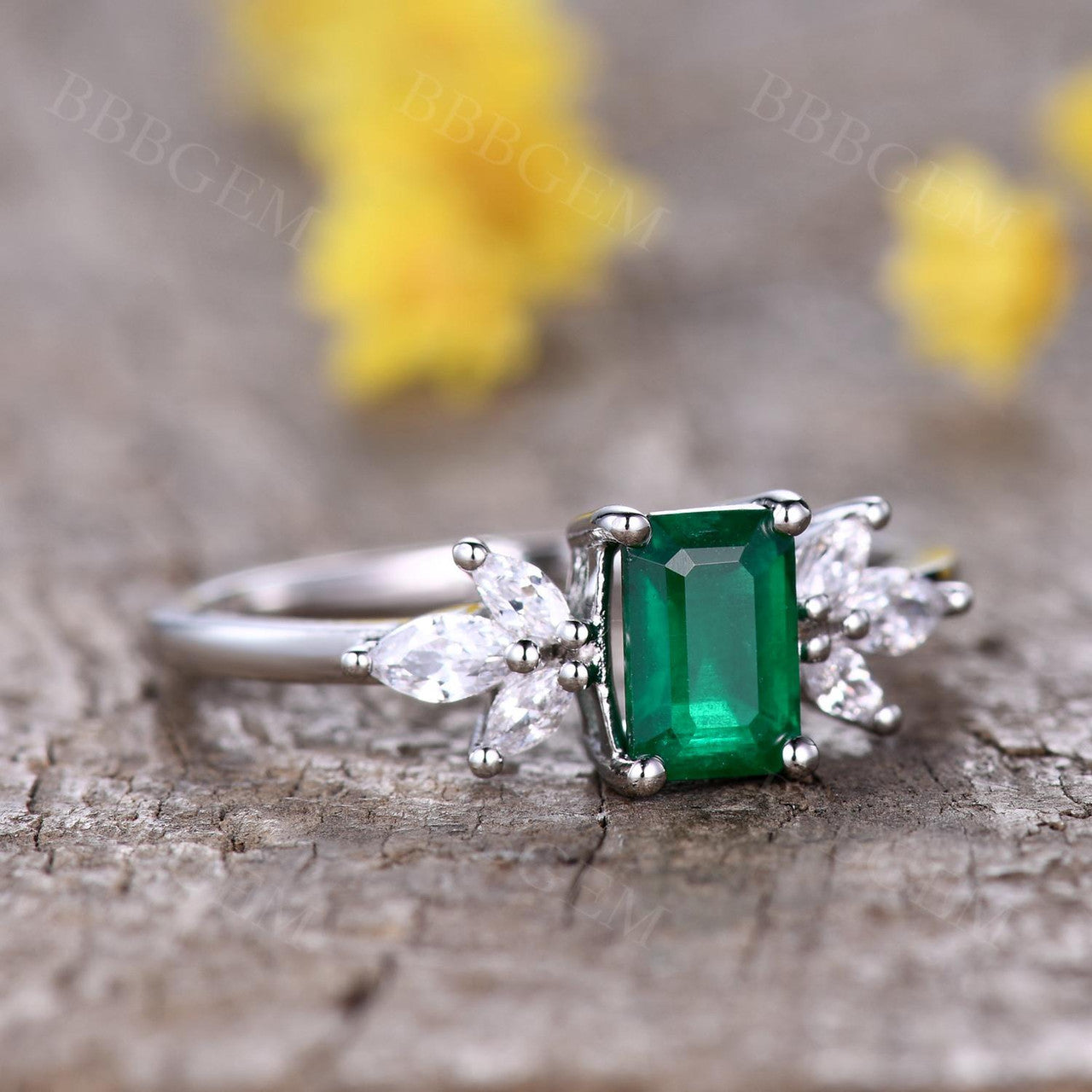 Vintage Emerald Cut Natural Zambian Emerald Ring - 100% Genuine Green Gemstone Jewelry for Women, Perfect for Engagement, Wedding & Special Occasions