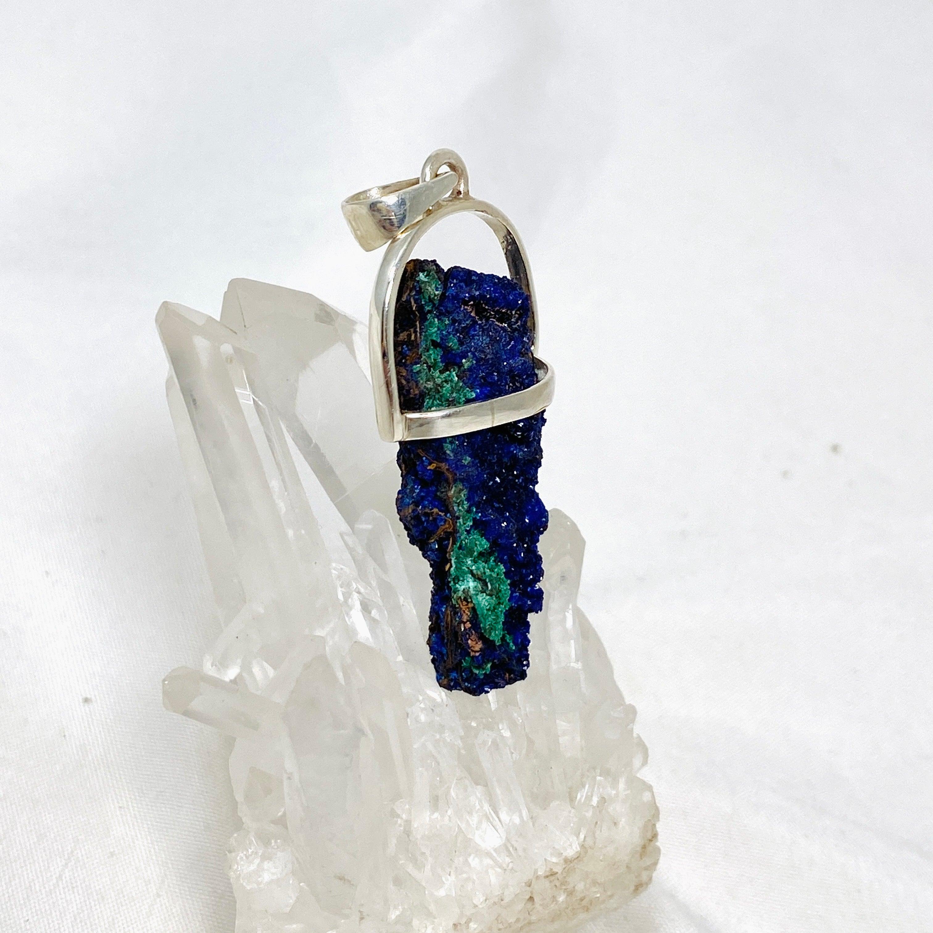 Natural Raw Azurite and Malachite Pendant Necklace - Handmade Stone Jewelry for Women - Perfect for Spiritual Healing, Meditation & Boho Fashion