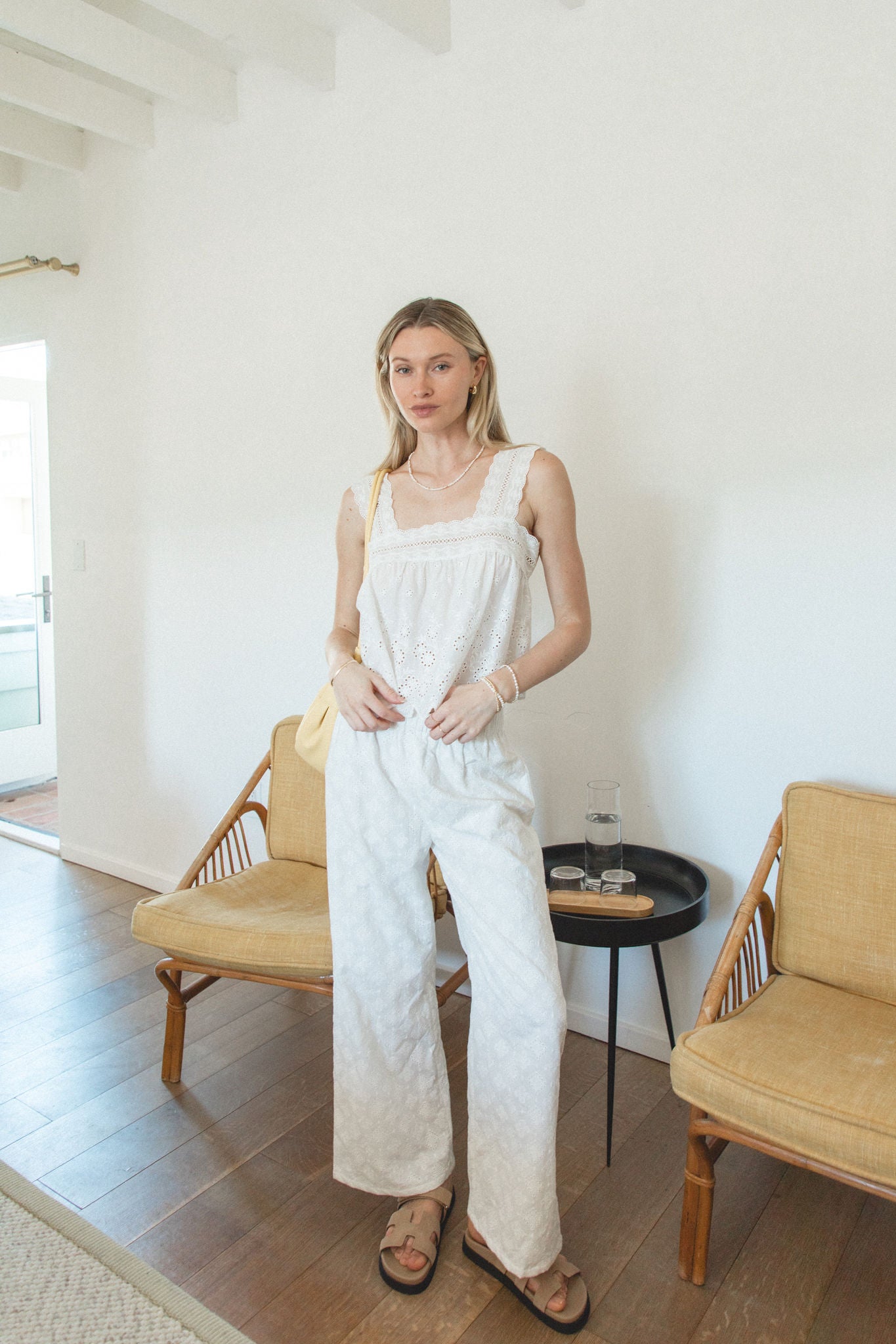 Fleur Eyelet Cotton Pants for Women - Breathable Summer Casual Pants with Lace Trim | Perfect for Beach, Vacation, and Everyday Wear
