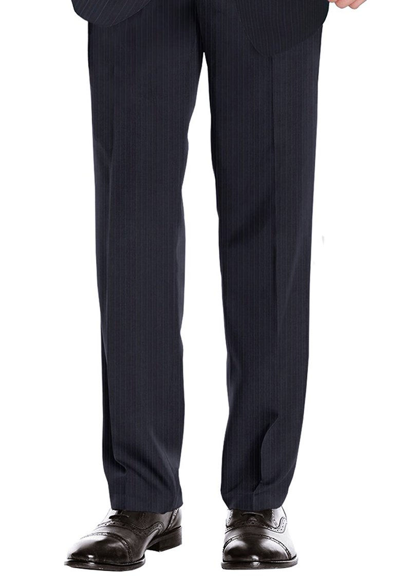 Salvatore Exte Men's Two-Button 2-Piece Suit Set with Jacket & Flat Front Pants - Classic Striped Business Attire for Office, Weddings & Formal Events