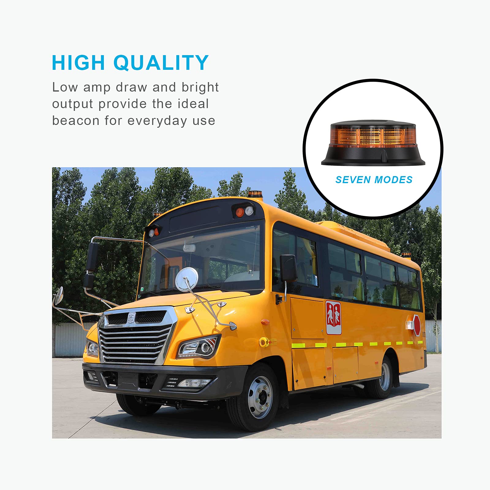 Agrieyes 4.2 Inch 7 Mode Amber Safety Warning Light - Magnetic Flashing Beacon for Trucks, Tractors, Golf Carts & Snow Plows | Hazard Alert & Emergency Vehicle Lighting for Roadside Safety & Construction Zones