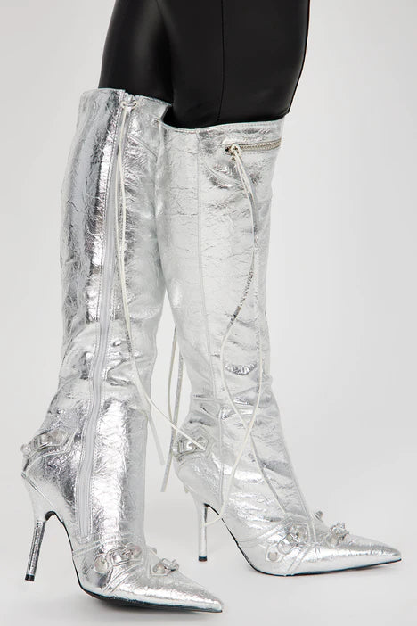 Bella Boots Women's Silver Ankle Boots - Stylish & Comfortable for Casual Wear, Office & Night Out