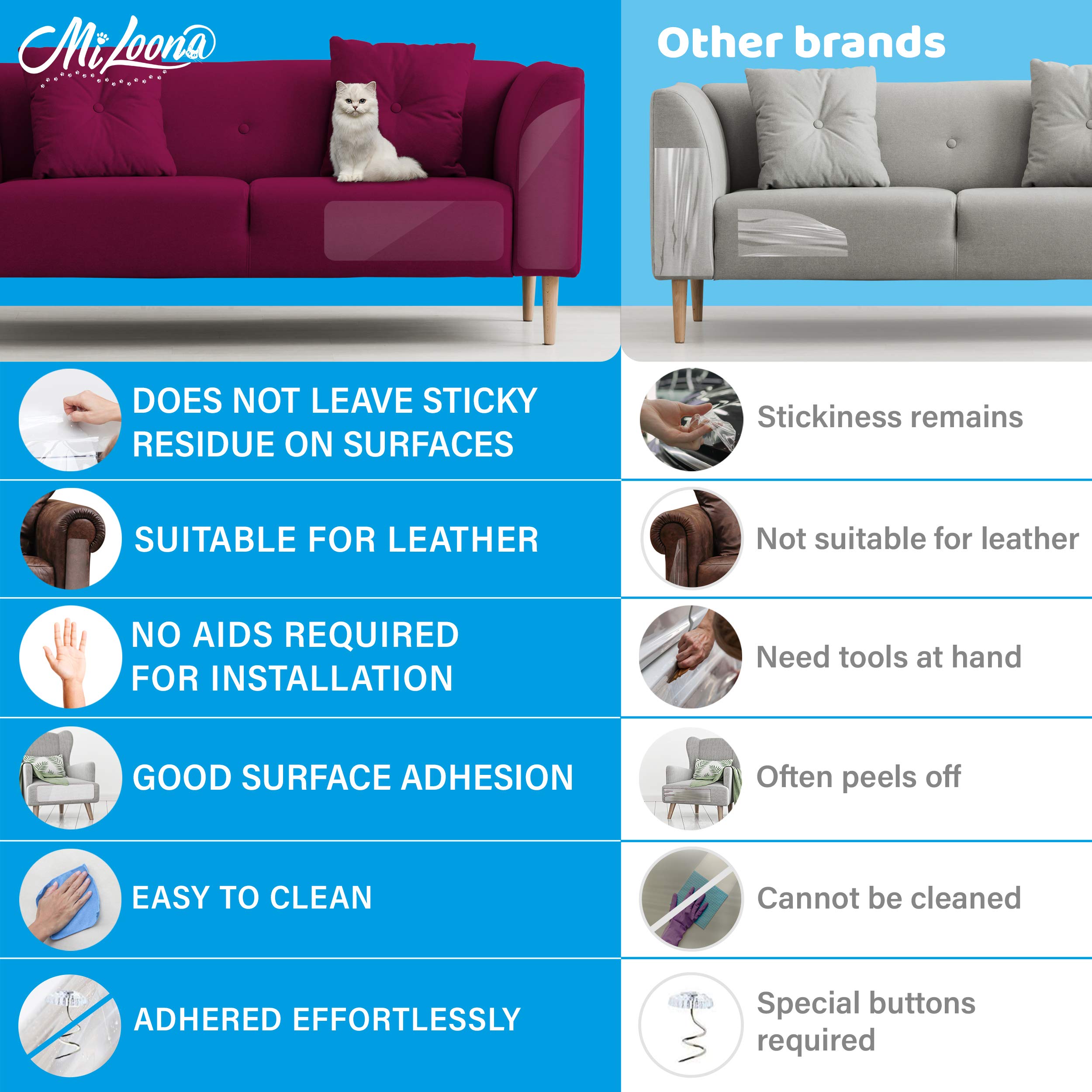 Cat Anti Scratch Furniture Protector - XL Couch & Sofa Protector for Cats - Durable Pet Scratch Guards (10 Pack) - Perfect for Living Room Furniture Protection