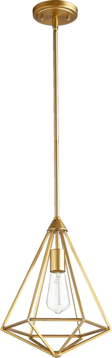 11W Bennett 1 Light Pendant in Aged Brass - Vintage Industrial Ceiling Light Fixture for Kitchen Island, Dining Room or Bedroom Lighting