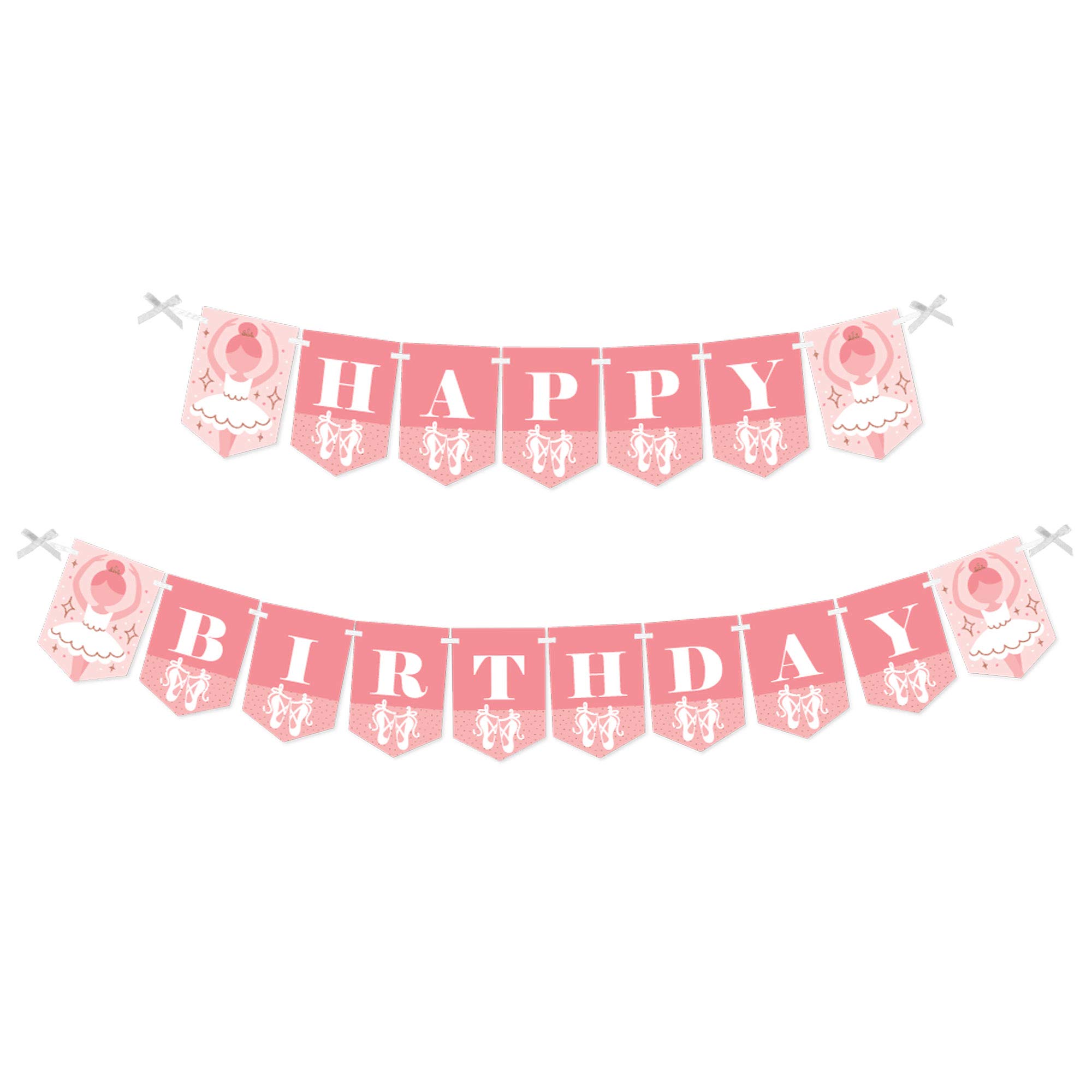 Big Dot of Happiness Tutu Cute Ballerina Ballet Birthday Party Bunting Banner - Pink Ballet Theme Decorations for Girls Birthday Party - Perfect for Ballet Themed Celebrations, Dance Recitals & Baby Showers