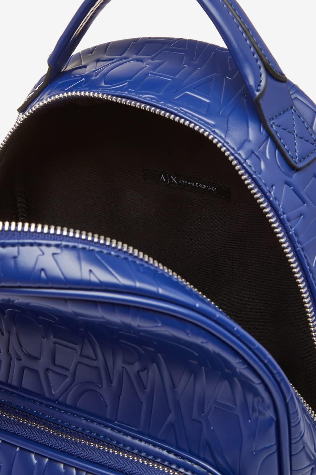 Armani Exchange Women's Adjustable Strap Logo Double Zip Backpack - Blue Speed, One Size - Perfect for Travel, Work & School