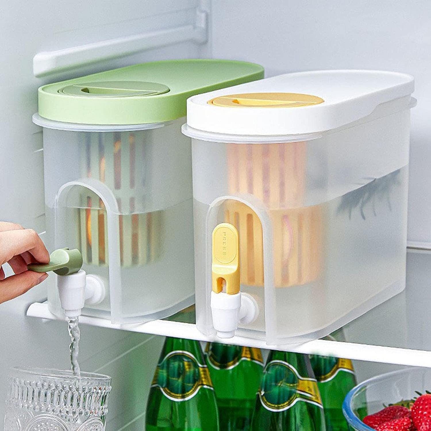 KAMWD 3.5L Refrigerator Water Dispenser with Faucet - Large Capacity Cold Brew Pitcher for Lemonade, Iced Tea & Fruit Infusions | Perfect for Kitchen, Home, Parties & Bars (White)