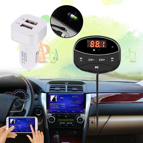 Bakeey Bluetooth FM Transmitter Car Kit - Hands-Free Calling, Music Streaming, Dual USB Charger & TF Card Reader for iPhone & Android - Perfect for Road Trips & Commuting