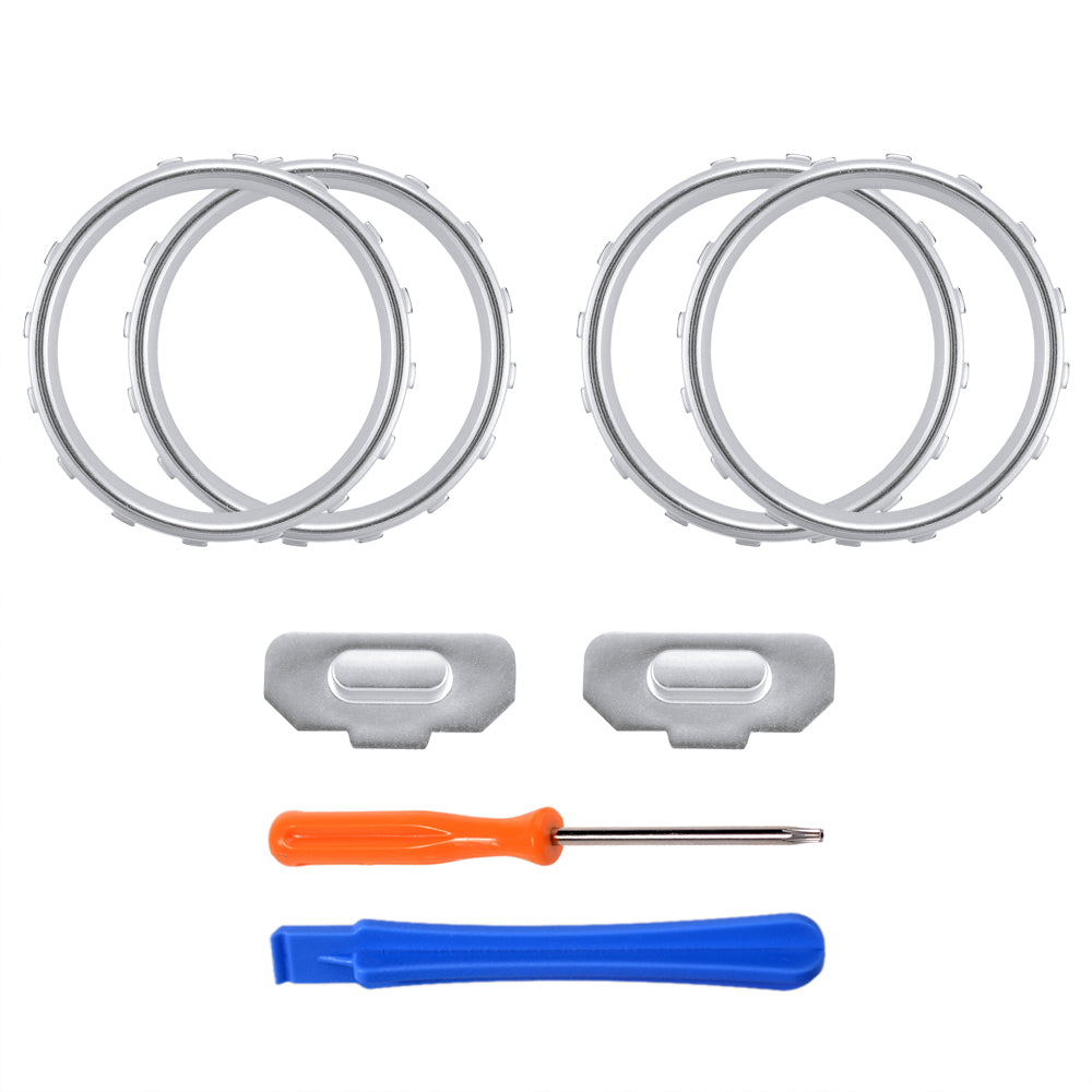 eXtremeRate 2 Pack Matte Chrome Silver Accent Rings with Profile Switch Buttons for Xbox One Elite Controller (Model 1698) - Perfect for Customization & Gaming Setup Enhancement