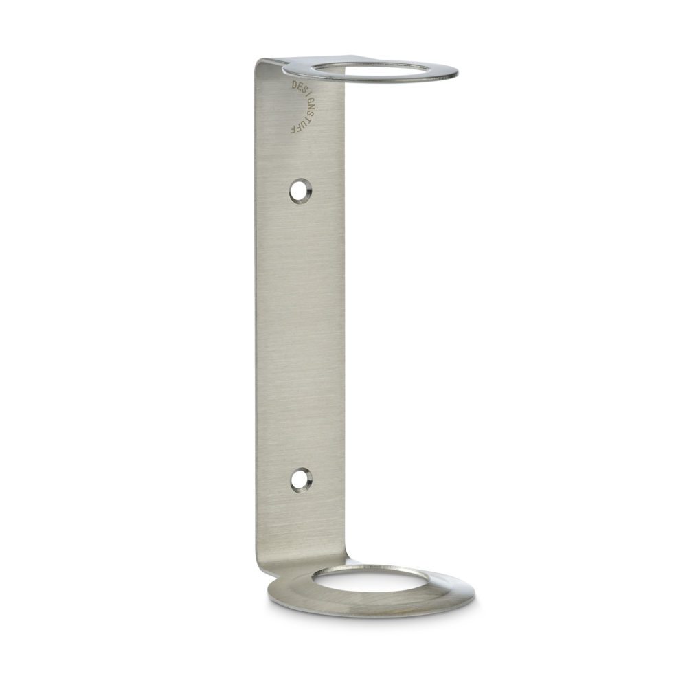 DESIGNSTUCH Brushed Steel Single Soap Dispenser Holder - Modern Bathroom & Kitchen Countertop Organizer for Liquid Soap or Hand Sanitizer