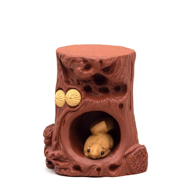 Handmade Zisha Clay Tea Tray with Lid Holder & Tea Pet - Tree Stump Design for Gongfu Tea Ceremony, Chinese Tea Culture Accessories, Perfect for Home & Office Tea Sessions