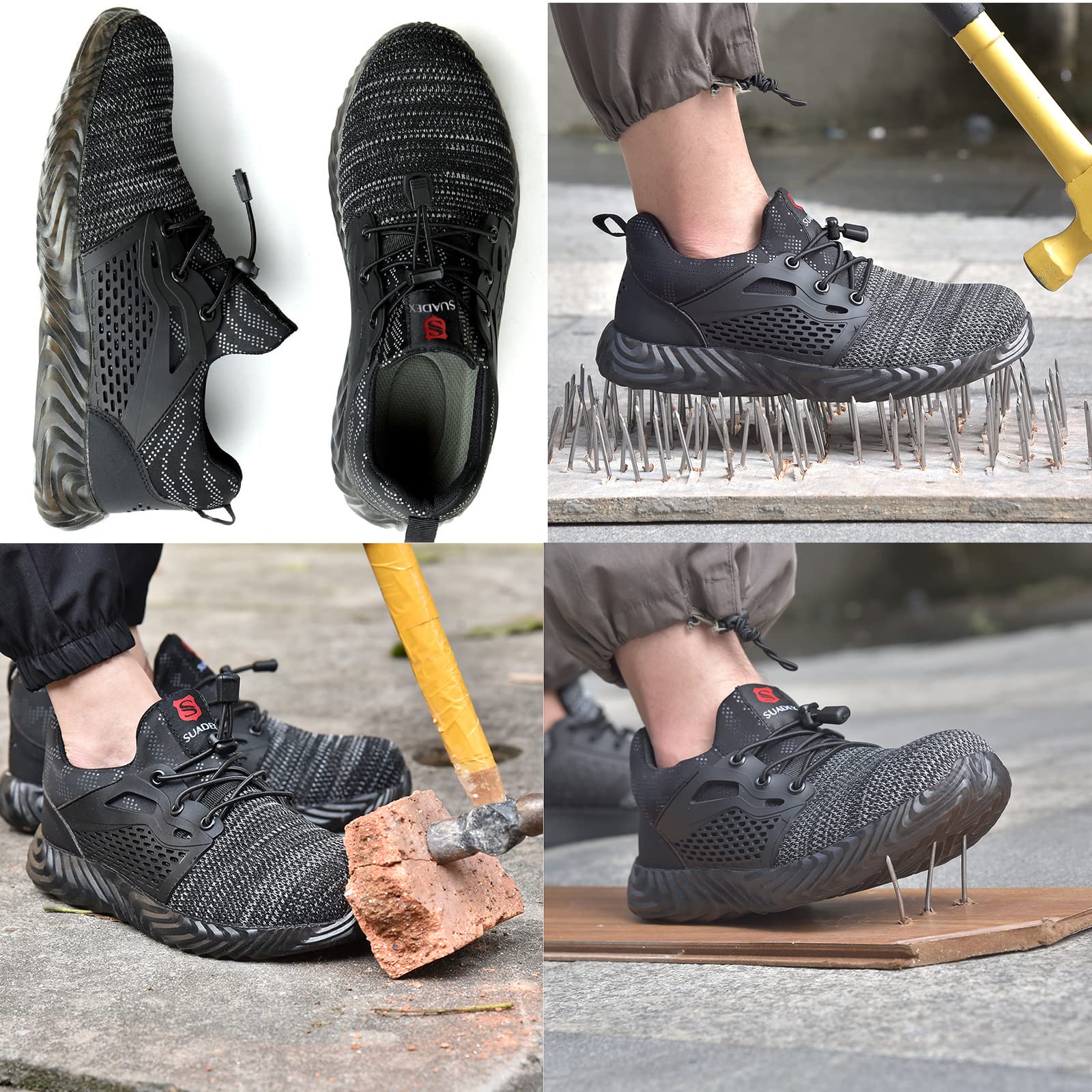 SUADEX Steel Toe Work Boots for Men & Women - Indestructible Safety Shoes for Construction, Industrial & Heavy Duty Work | OSHA Compliant Work Boots for Warehouse, Factory & Outdoor Jobs