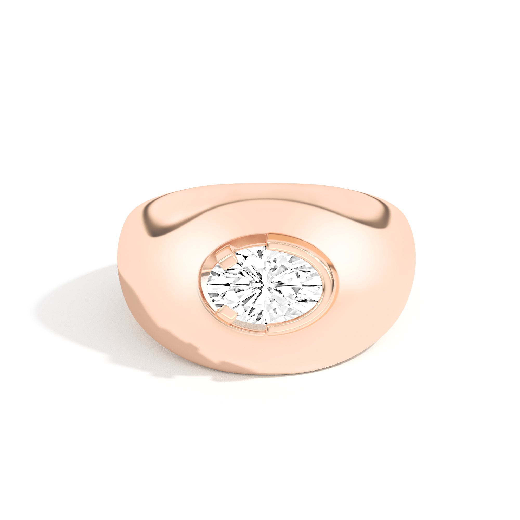 Ando Oval Negative Space Bombe Ring - Minimalist Stackable Ring for Women, Dainty Gold or Silver Jewelry Gift for Her - Perfect for Everyday Wear, Layering & Special Occasions