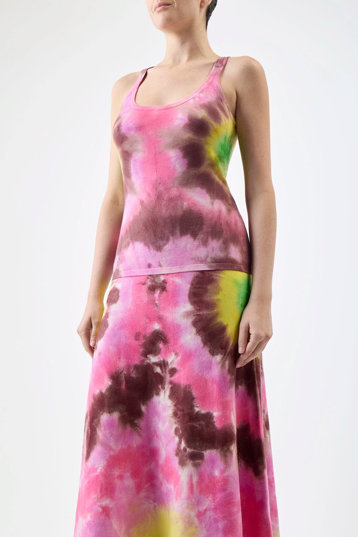 Graham Knit Tank Top in Multi Tie Dye Cashmere - Soft & Stylish Women's Summer Tops for Casual Wear & Beach Outfits
