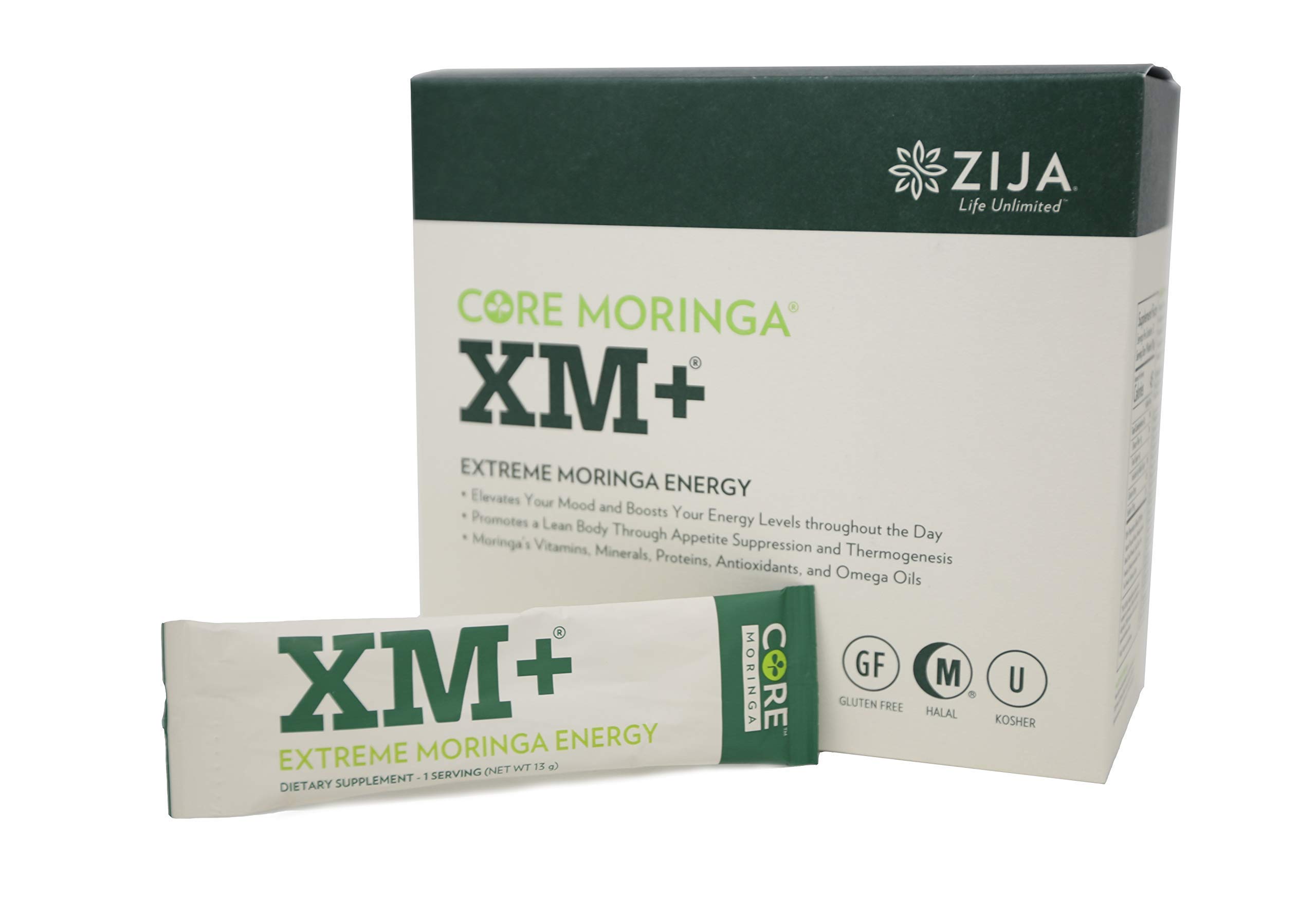 Zija XM+ Moringa Extreme Instant Powder Energy Drink - 8 Pouches - Natural Energy Boost for Workouts, Focus & Daily Performance - Vegan & Gluten-Free Supplement
