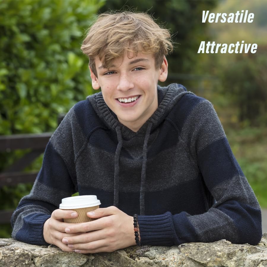 Trendy Beaded Bracelets for Teen Boys - Cool 11-19 Year Old Birthday Gifts for Son, Grandson | Valentine's Day, Easter, Christmas Stocking Stuffers | Perfect for School, Sports & Casual Wear