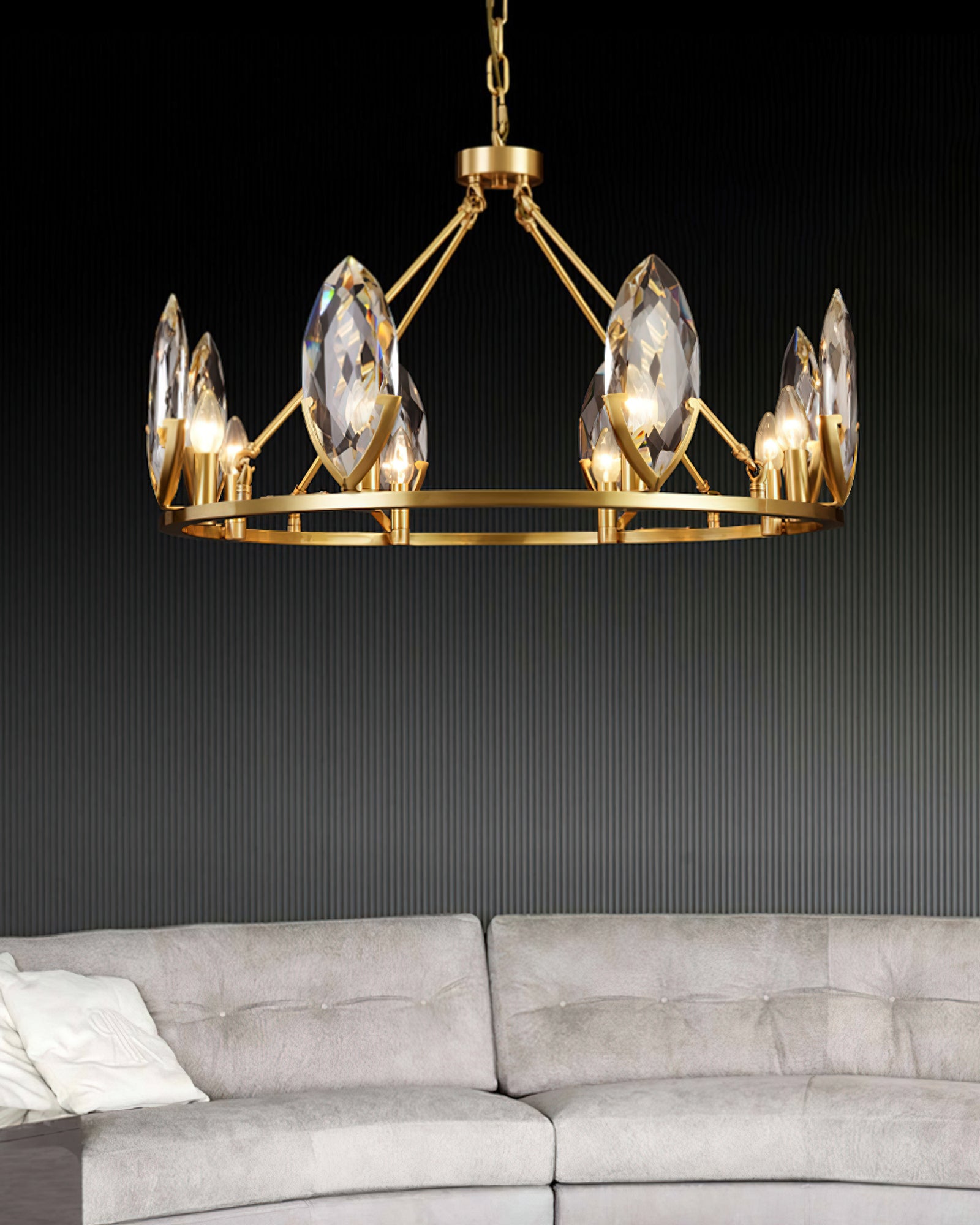 Lisandra Lustre Crystal Chandelier - Elegant Modern Ceiling Light Fixture for Dining Room, Living Room & Bedroom Lighting Decor