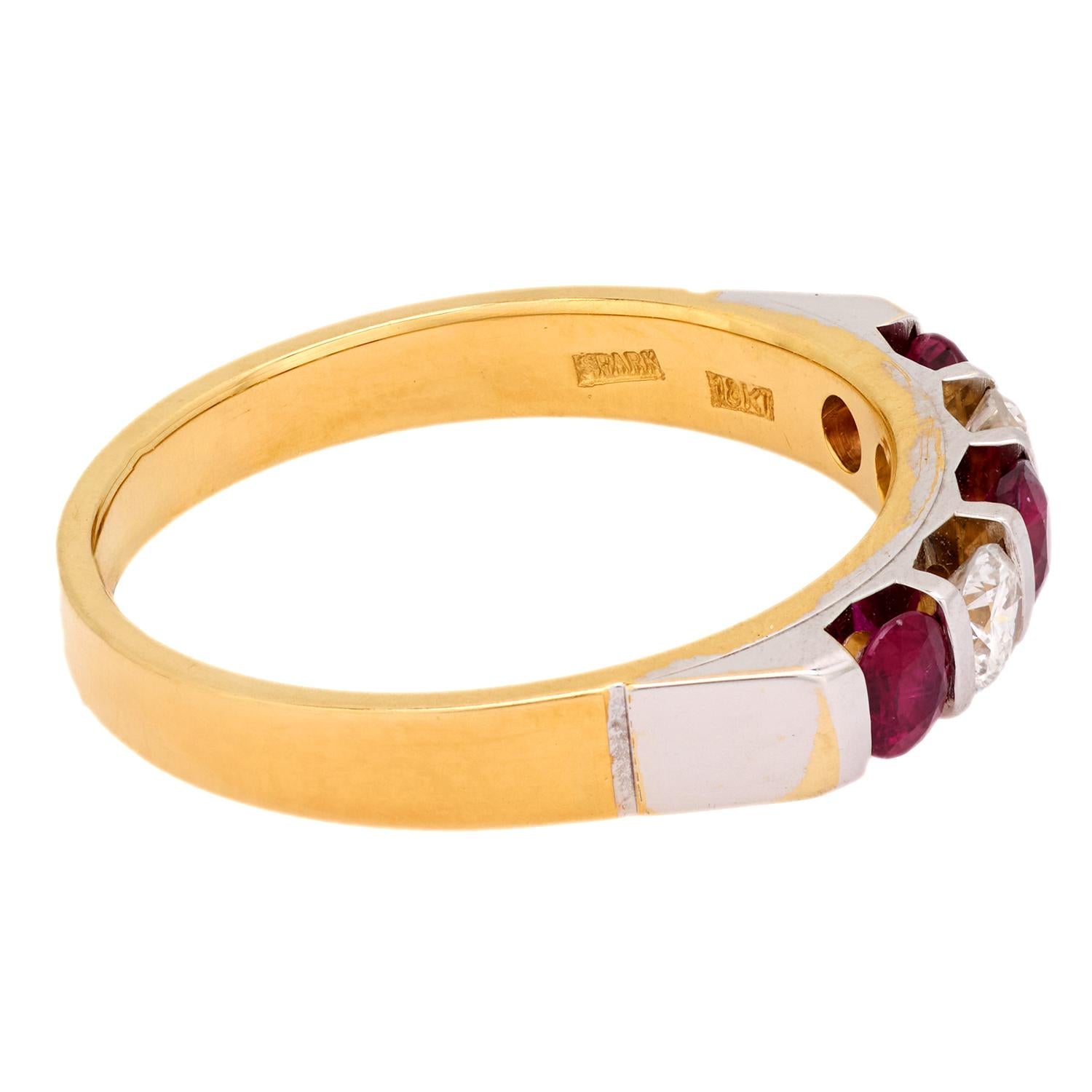 SPARK Estate 18K Gold Diamond & Ruby 5-Stone Ring for Women | Luxury Wedding, Anniversary & Engagement Jewelry Gift
