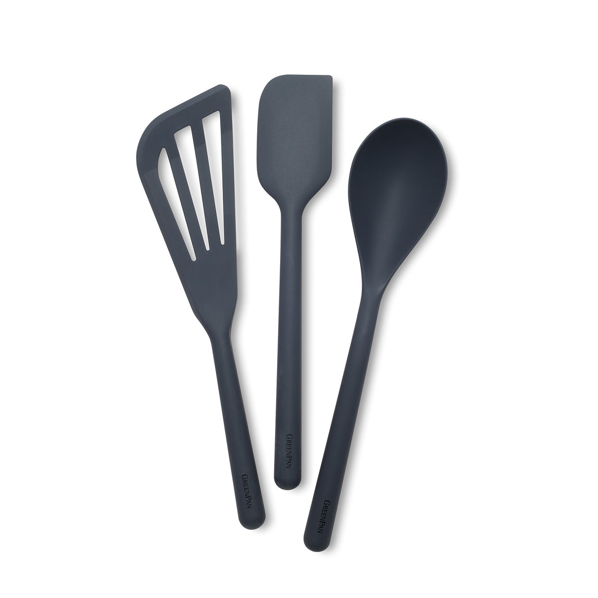 Premium Platinum Silicone Cooking Utensil Set - 3-Piece Non-Stick Kitchen Tools (Gray) for Baking, Cooking & Food Prep - Spatula, Spoon & Tongs