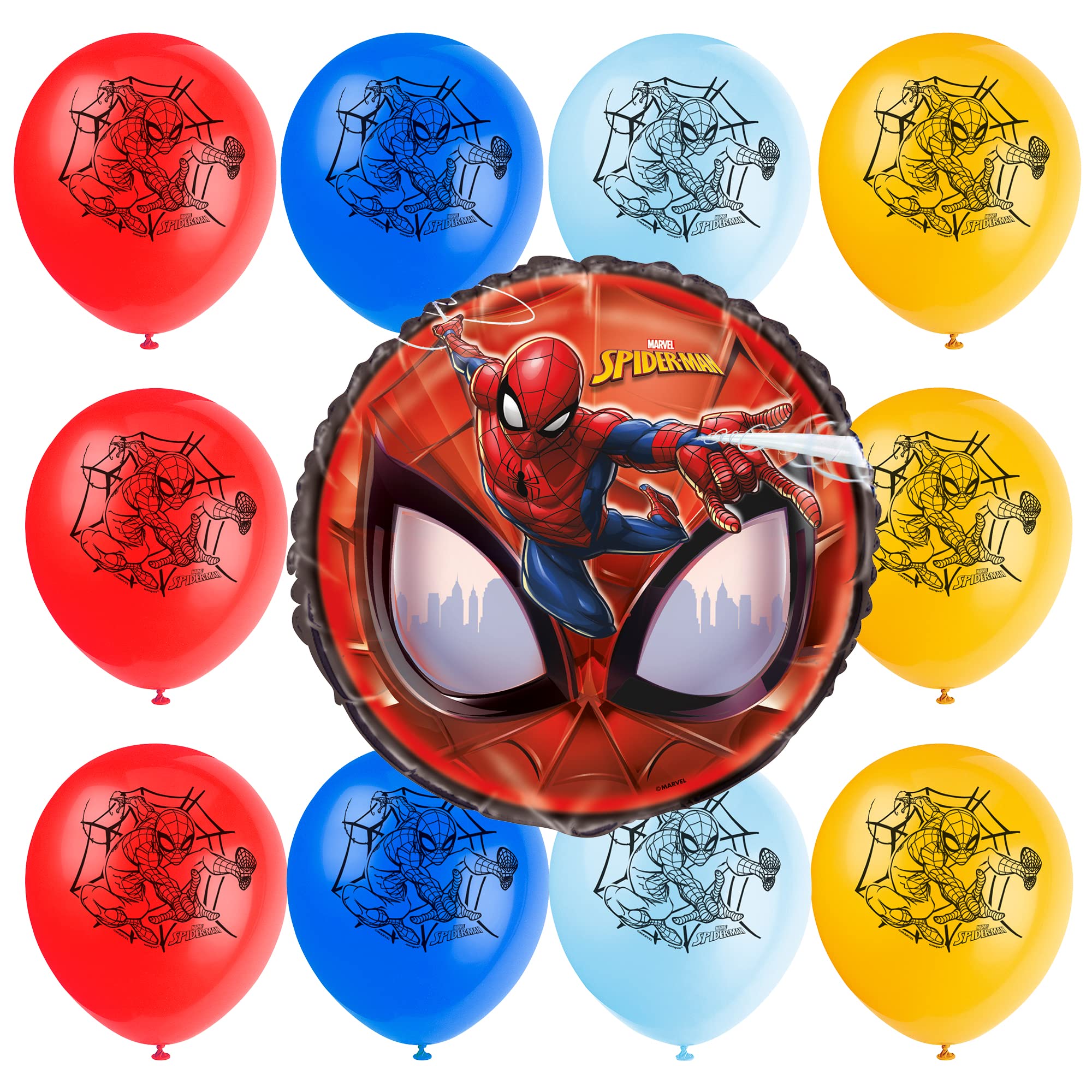 Spider-Man Birthday Party Balloons Kit - 19pcs Latex & Foil Balloons with Spidey Design for Superhero Decorations | Perfect for Birthday Parties, Balloon Arches, Garland & Party Favors | Superhero Theme Party Supplies for Kids & Adults