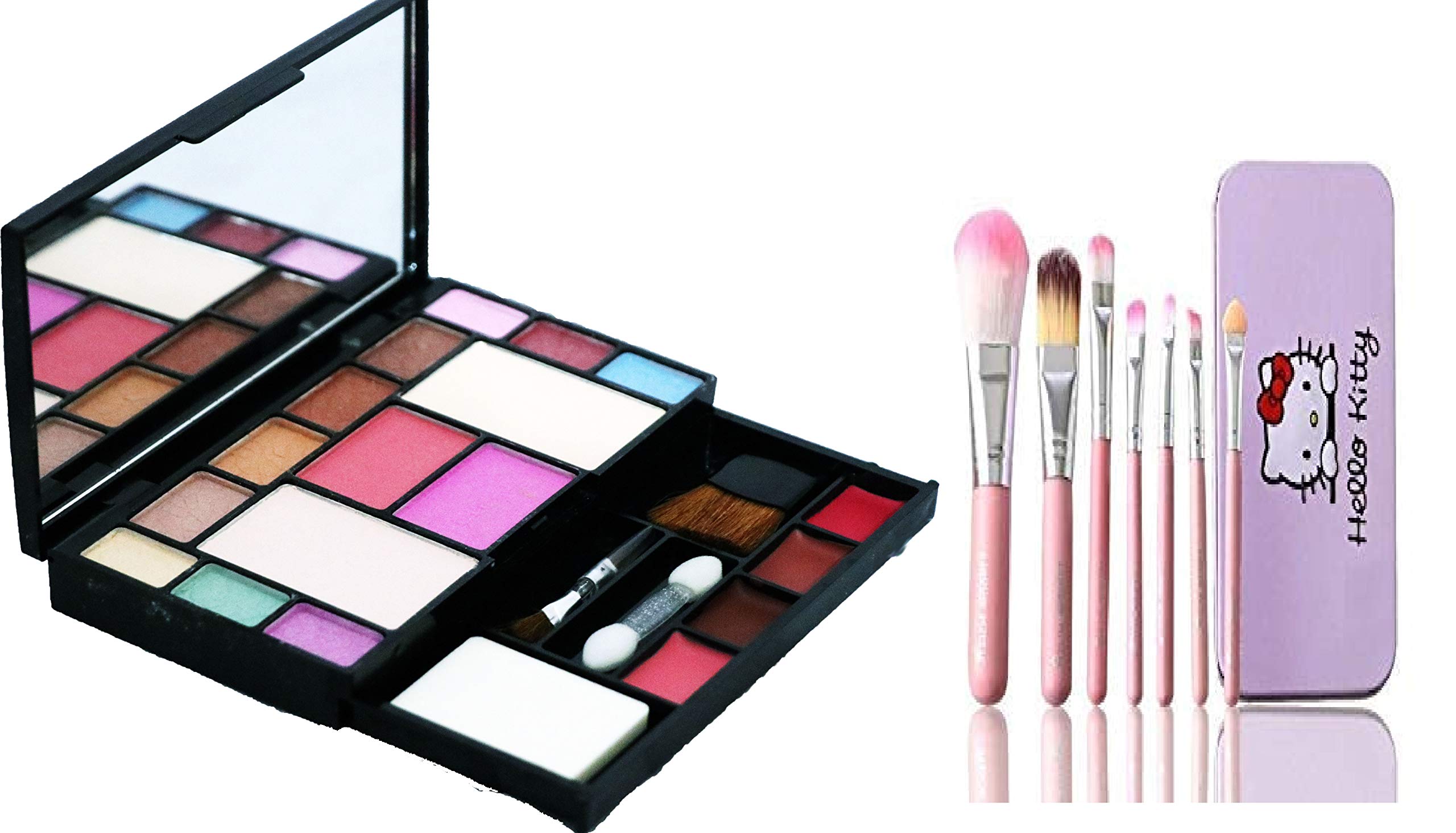 Khelni 6171 Professional 7-Piece Makeup Brush Set with Cosmetic Kit - Pink Makeup Essentials for Women | Perfect for Daily Beauty Routine, Bridal Makeup & Travel