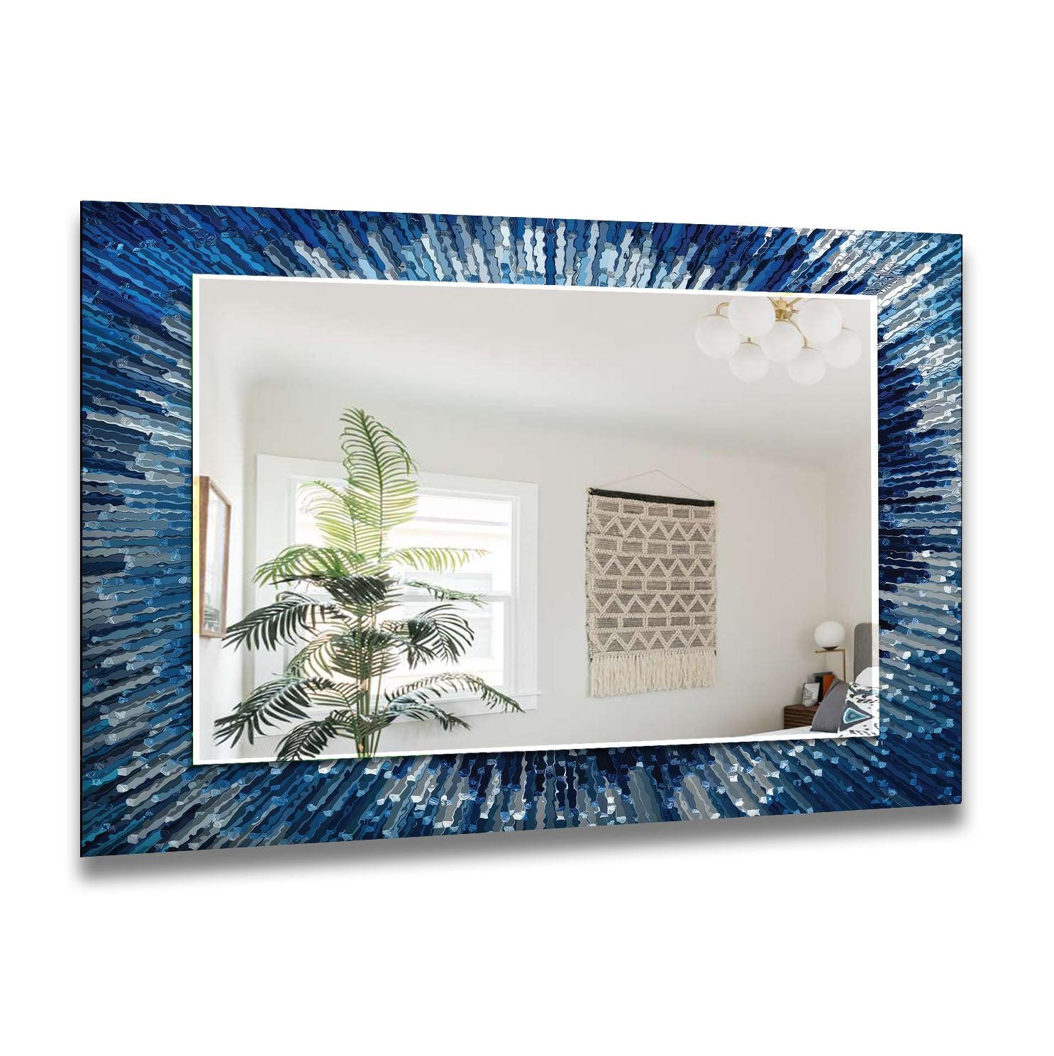 Blue Splash Wall Mirror - Decorative Bathroom & Bedroom Mirror - Shatterproof & Stylish Home Decor for Modern Living Spaces