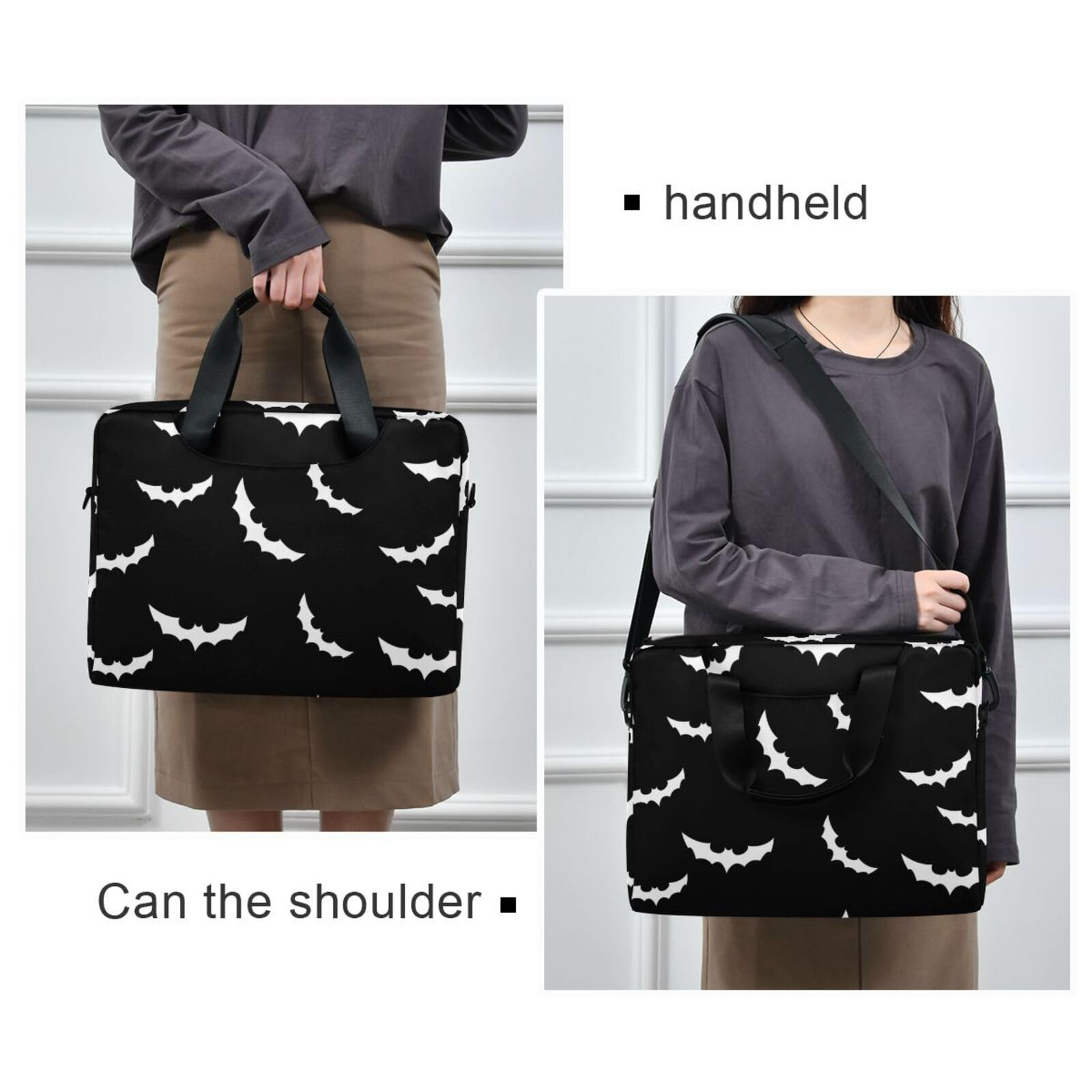 Gothic Bats Halloween Laptop Sleeve 15.6 Inch - Waterproof Computer Briefcase for Women & Men - Perfect for Work, School & Travel