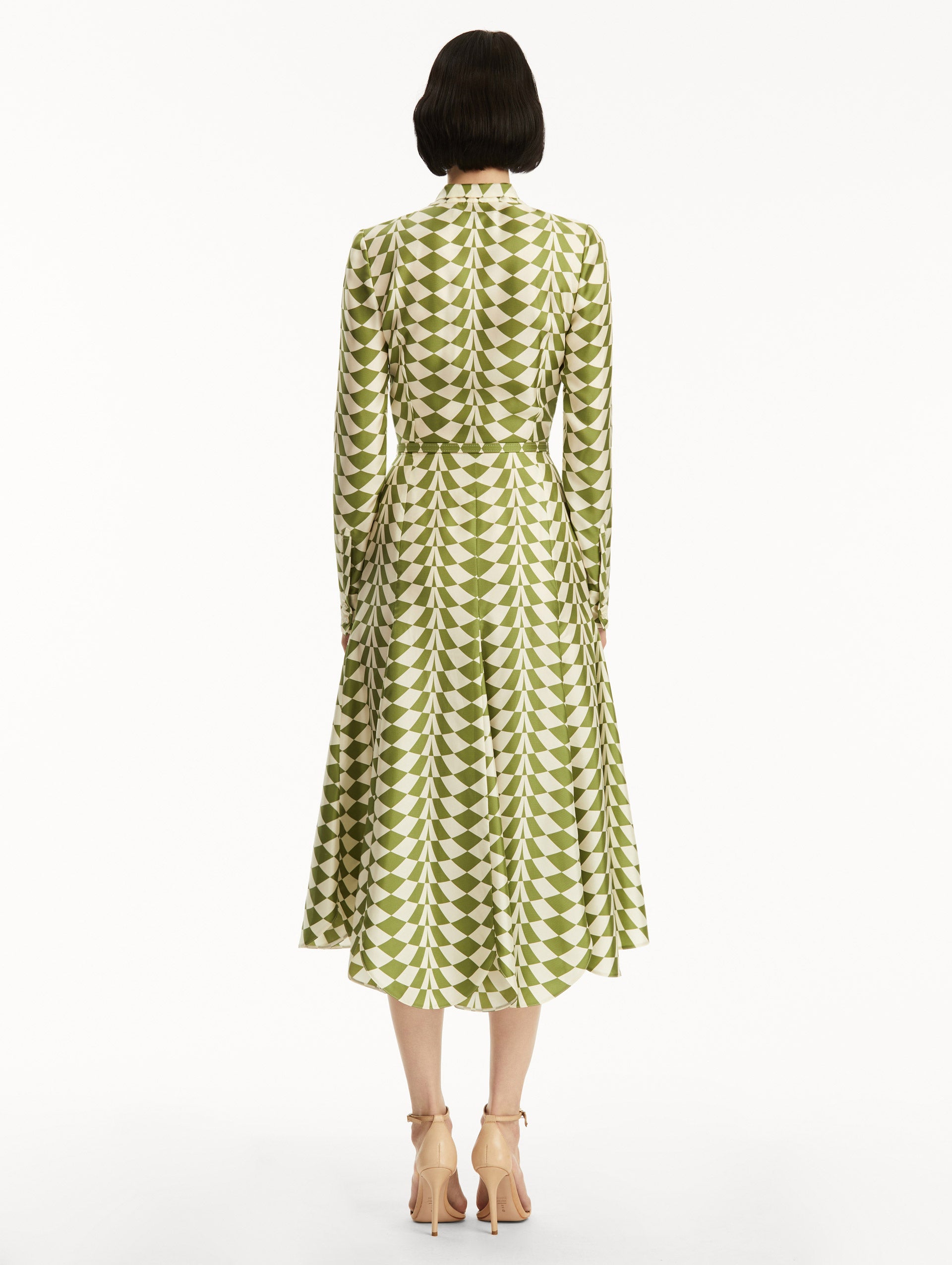 Elegant Geo Silk Twill Shirt Dress for Women | Flowy Summer Casual & Office Wear | Perfect for Work, Date Night & Vacation Outfits