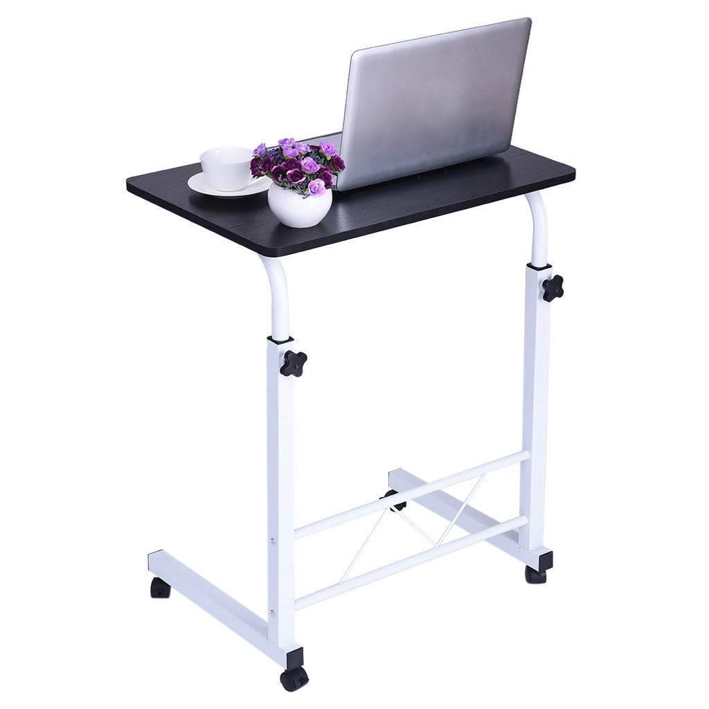 Ergonomic Adjustable Height Home Office Chair with Wheels - Portable Laptop Desk for Bed, Couch & Workstation - Black | Perfect for Remote Work, Gaming & Snacking in Bed