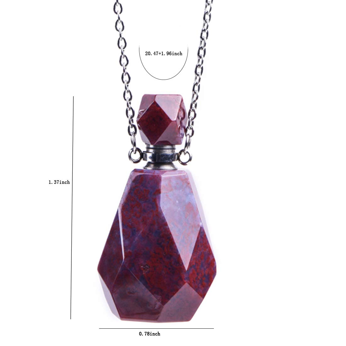 Natural Crystal Essential Oil Diffuser Necklace for Women - Red Agate Aroma Perfume Bottle Pendant, Unpolished Irregular Gemstone Jewelry | Perfect for Meditation, Yoga, Aromatherapy & Gift Giving