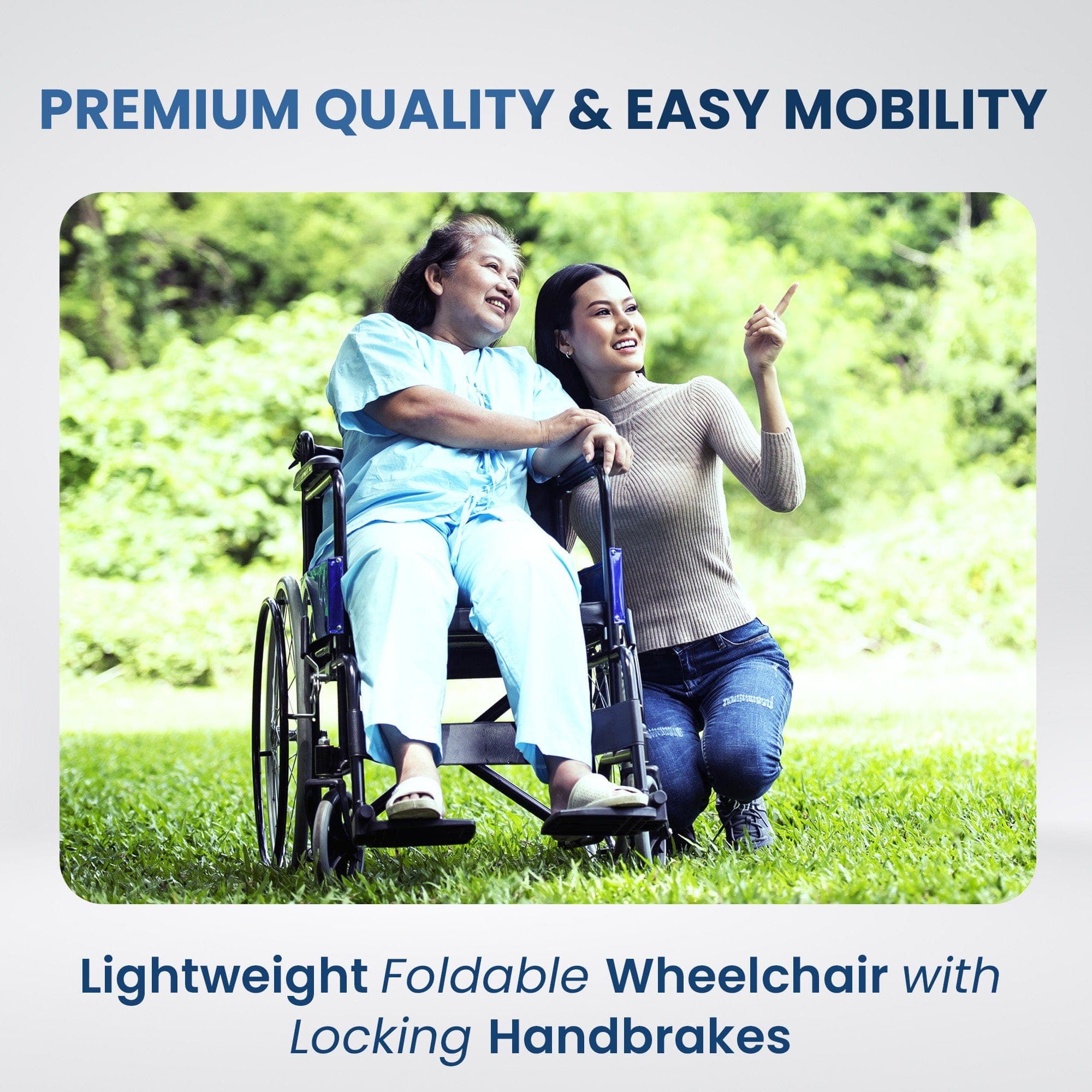 Dr Trust USA Lightweight Foldable Wheelchair Model 342 - Portable Mobility Aid for Seniors & Disabled - Ideal for Travel, Home & Hospital Use
