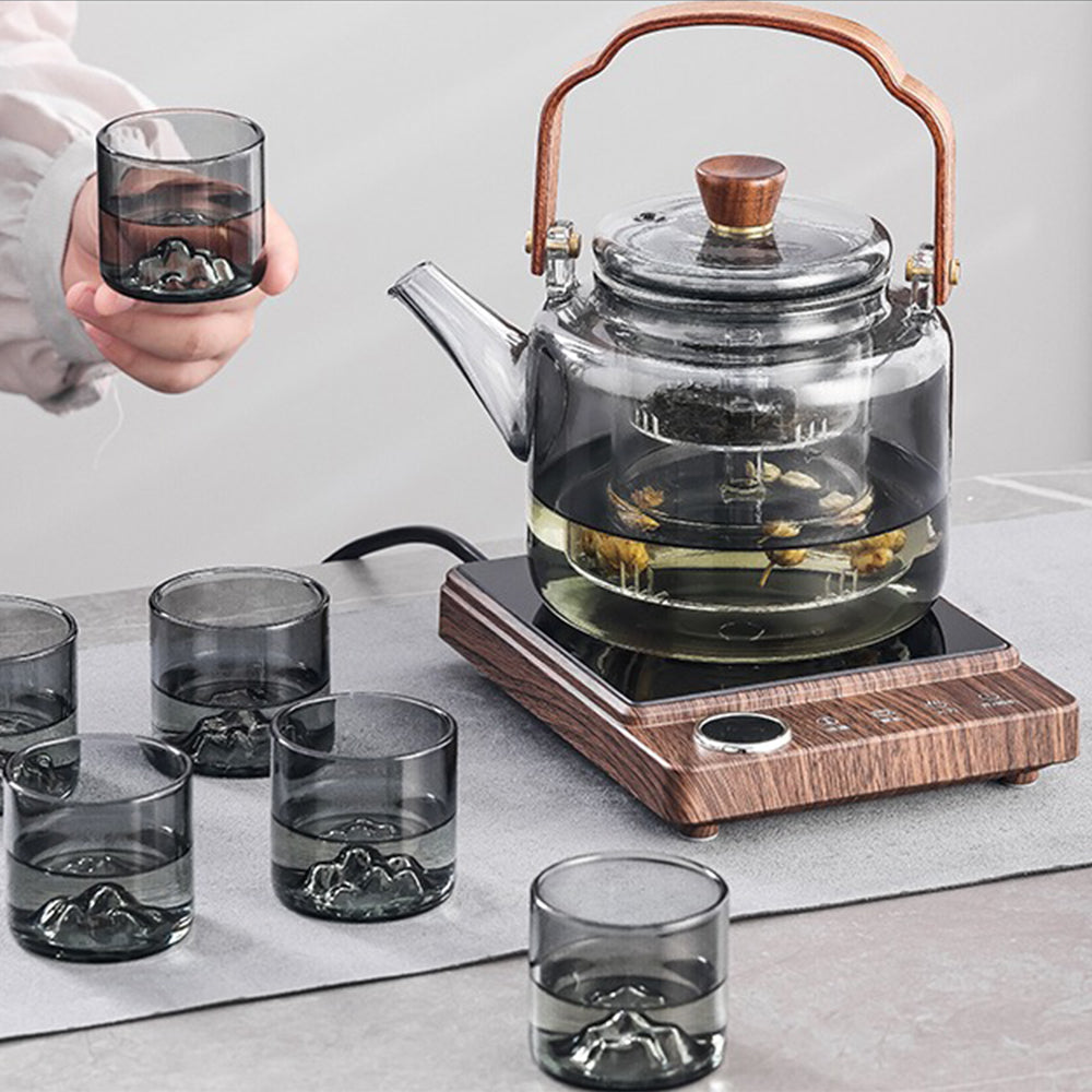 Premium Glass Tea Set with Induction Warmer - Elegant 18oz Teapot & Cups for Home, Office & Gifts - Perfect for Loose Leaf Tea, Herbal Infusions & Matcha Ceremonies