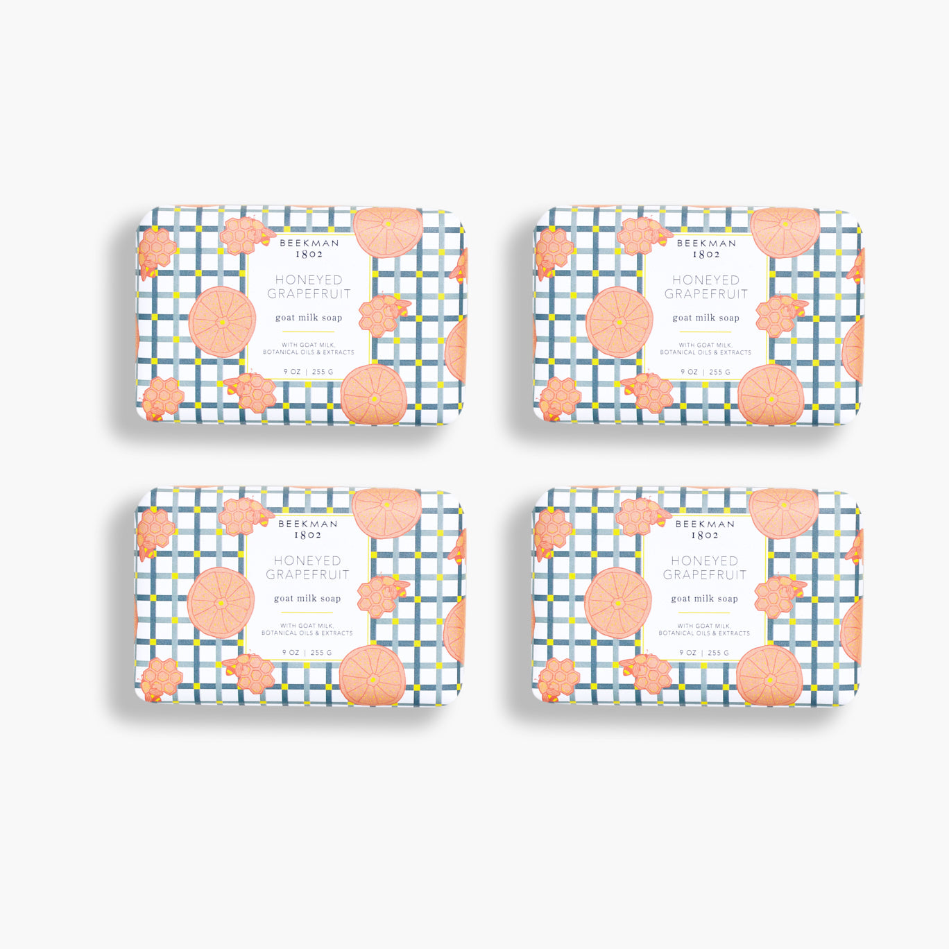 Organic Honey & Grapefruit Goat Milk Soap Set - 4 Pack for Sensitive Skin & Natural Glow | Gentle Cleansing, Moisturizing Body & Face Soap for Daily Skincare Routine