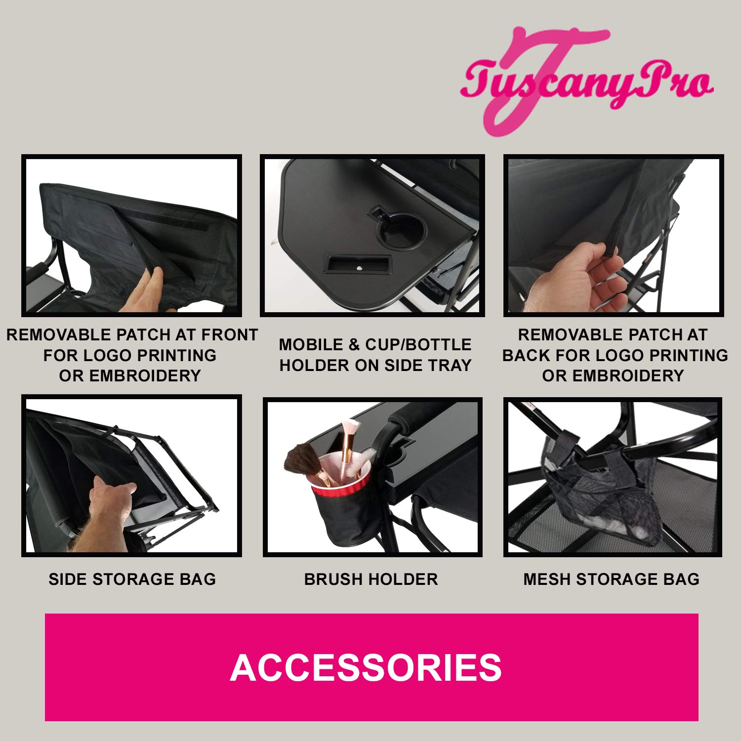 Portable Professional Makeup Artist Chair with Adjustable Umbrella Light Kit - 29 Inch Height for Salon, Bridal, and Event Makeup - Includes Carry Bag for Easy Transport - Ideal for Outdoor Weddings, Photo Shoots & Mobile Beauty Services