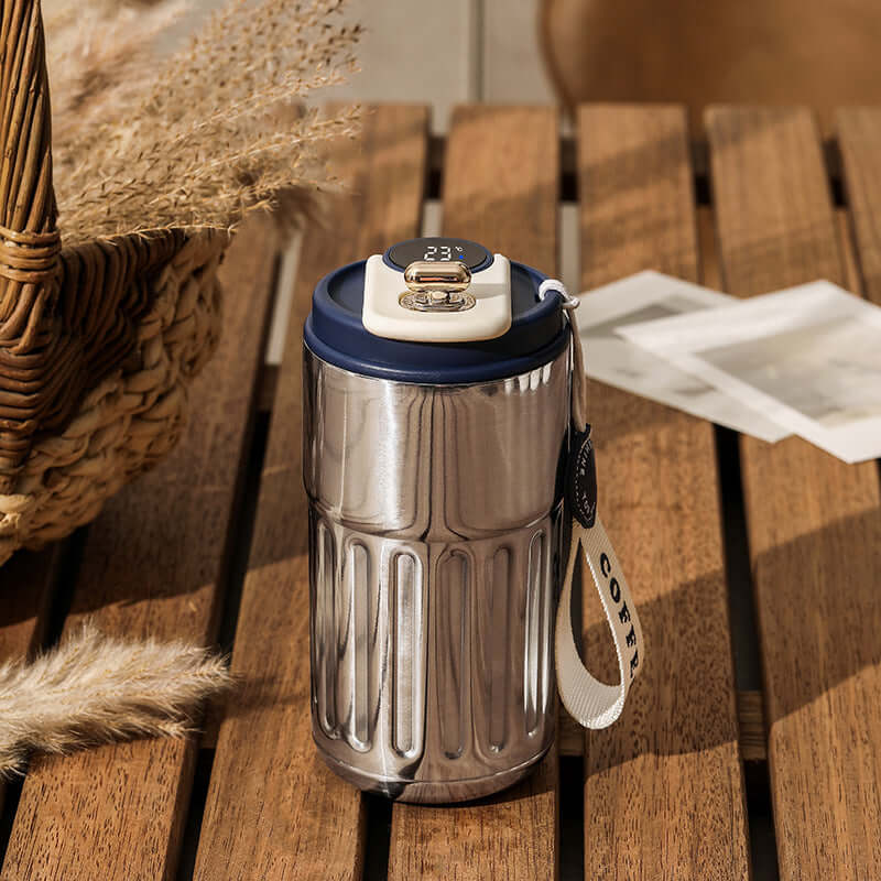 Smart Digital Portable Thermal Coffee Mug - 12oz Stainless Steel Vacuum Insulated Travel Mug with Temperature Display | XJ4806 | Perfect for Office, Commuting & Outdoor Activities