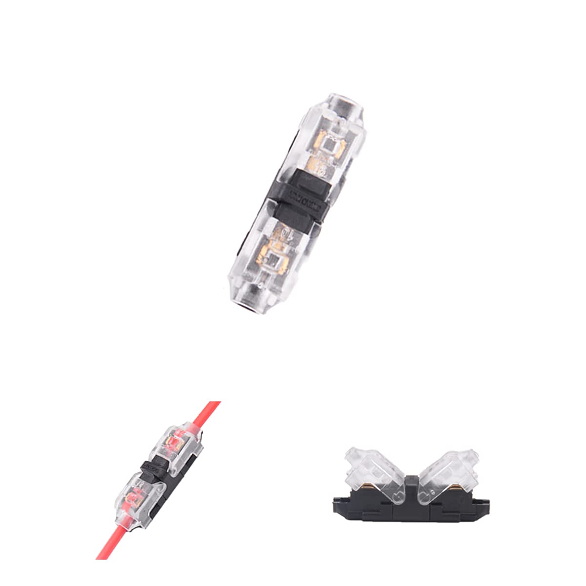 Low Voltage Solderless Wire Connectors - No Stripping Required, 2 Way 1 Pin for 20-24 AWG Wires (12 Pack) - Reliable Small Electrical Connectors for Speakers, DIY Projects & Home Wiring