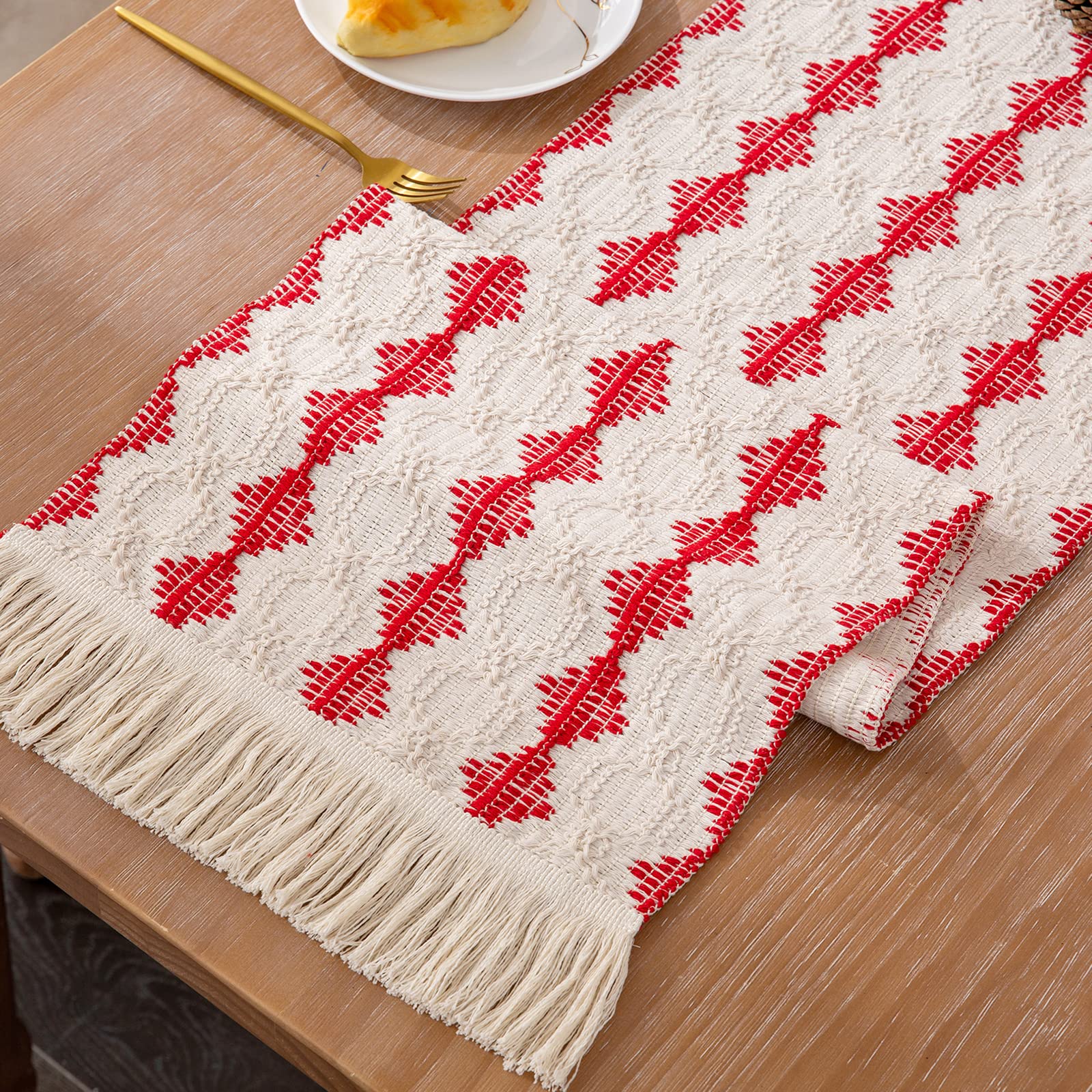 72 Inch Red Burlap Table Runner for Christmas Decor - Rustic Farmhouse & Boho Style Table Cover for Holiday, Wedding, Party, Kitchen & Dining Room - Perfect for Festive Gatherings & Cozy Home Decor