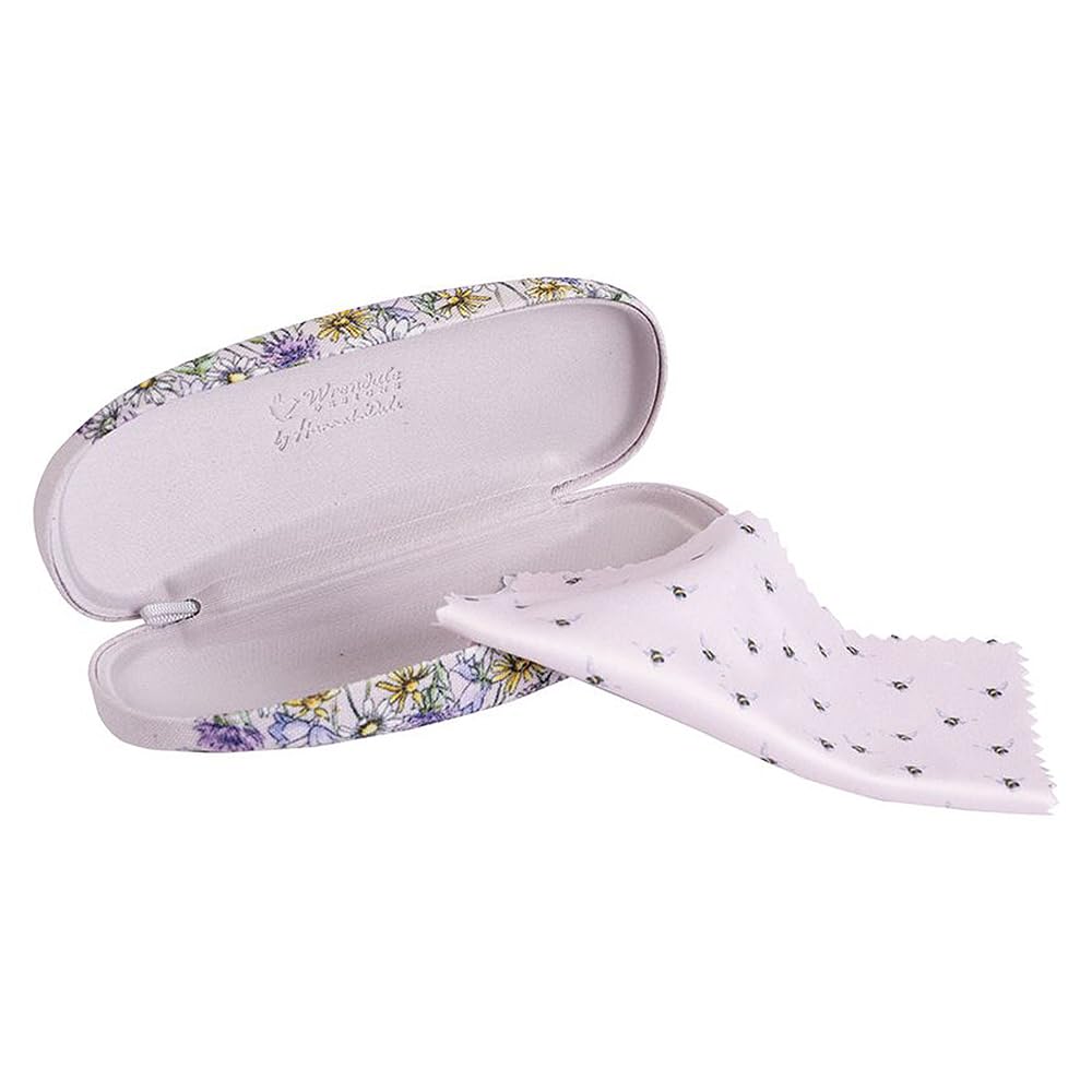 Wrendale Designs Just Bee-cause' Glasses Case - Cute Floral Bee Pattern Eyewear Holder for Women & Men - Perfect for Travel, Work, and Everyday Use