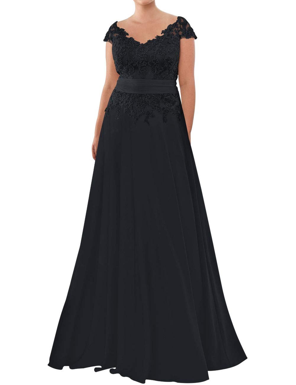 Elegant Mother of The Bride Dress - Lace Formal Evening Gown with V-Neck for Wedding Guest | Chiffon Long Dress for Special Occasions, Ceremonies & Gala Events